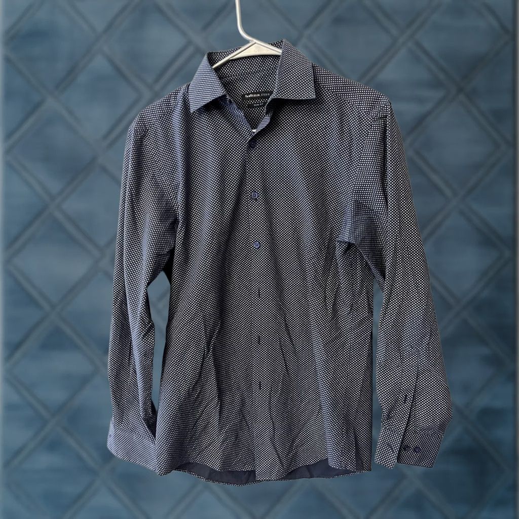 Van Heusen Van Heusenstudio Button Down Shirt - Slim Fit - Blue Long Sleeve Mens - Vintage-No Size US S / EU 44-46 / 1 - 1 Thumbnail