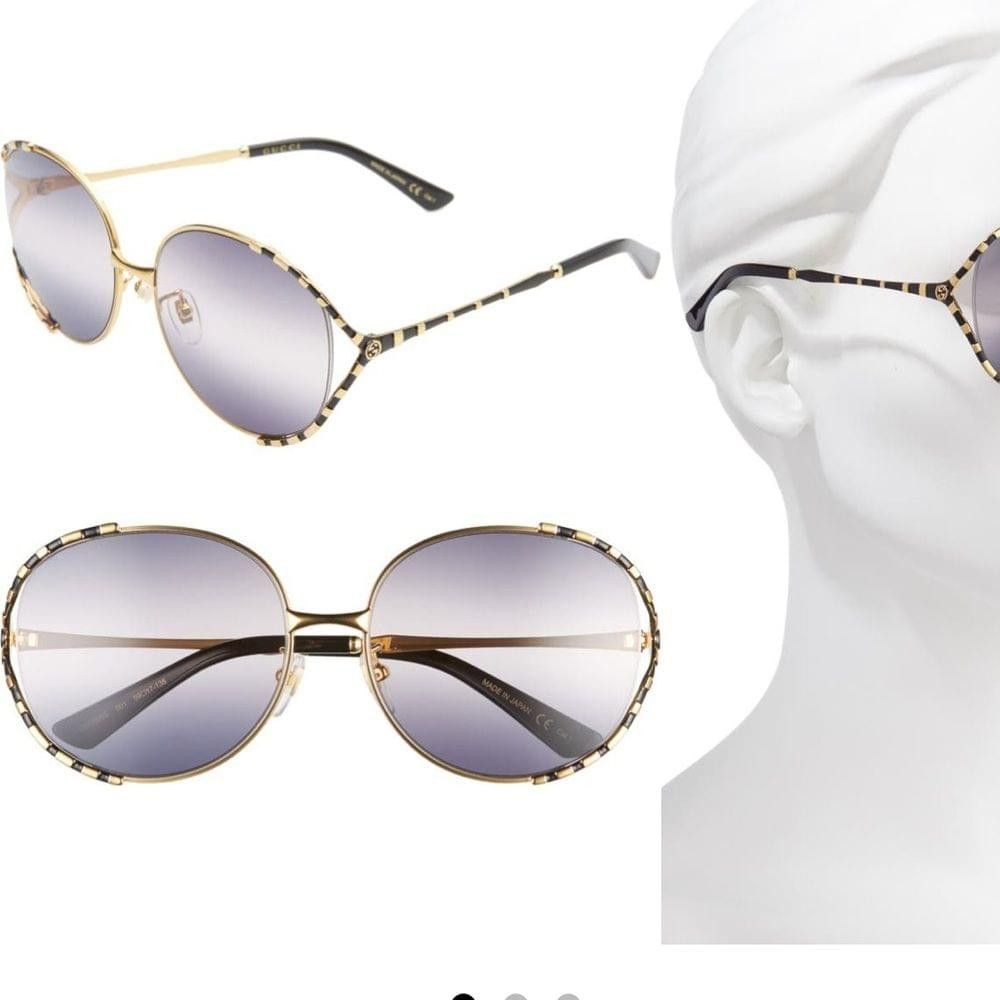 Gucci Gucci 59mm Round Sunglasses in Gold/Brown Gradient Size ONE SIZE - 1 Thumbnail