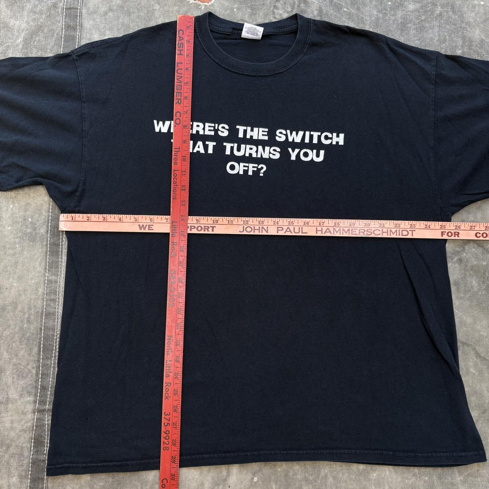 Gildan Vintage Y2K Where’s The Switch That Turns You Off Joke Shirt Size US XL / EU 56 / 4 - 4 Thumbnail