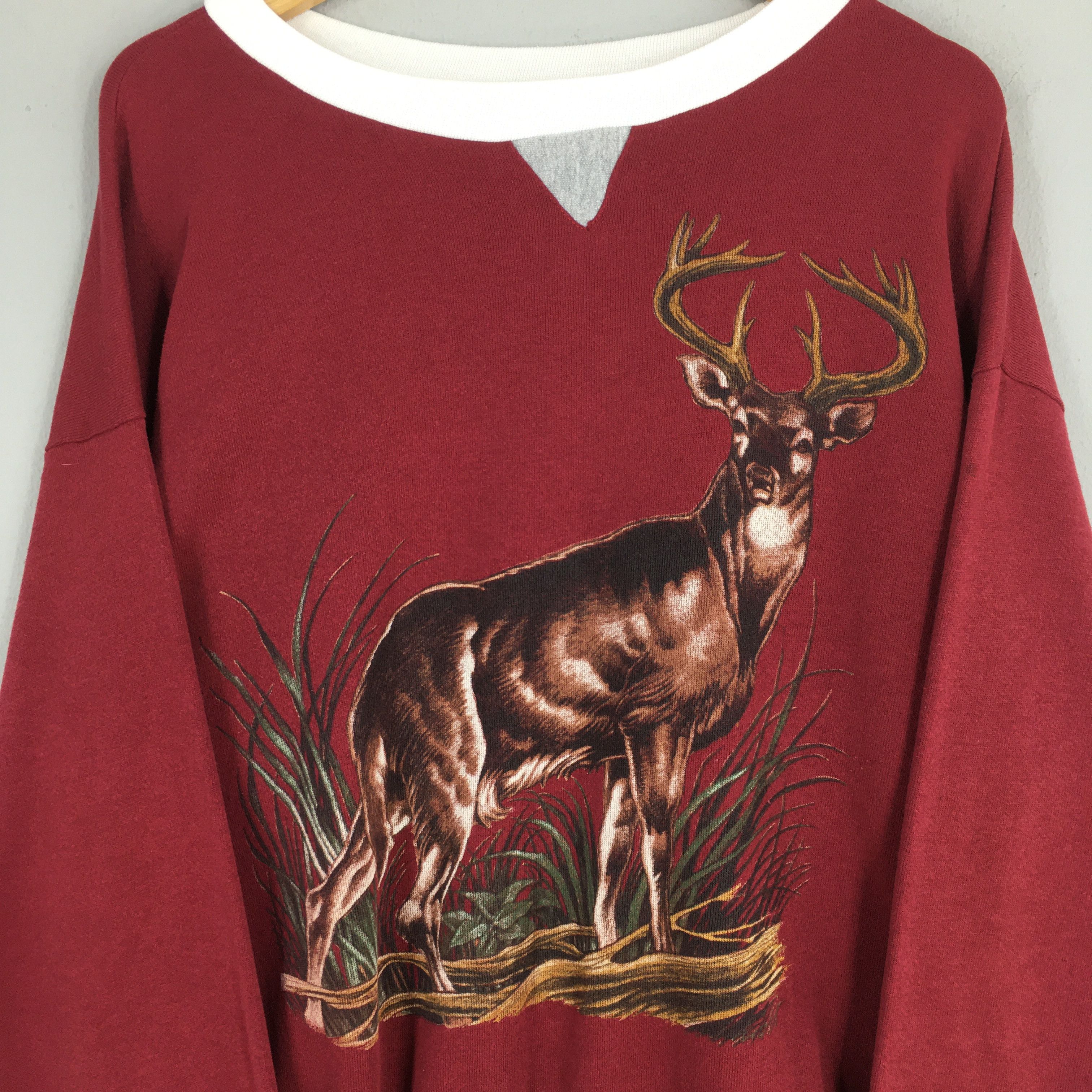 Habitat Vintage Deer Animal White-Tailed Red Sweatshirt 2XLarge Size US XXL / EU 58 / 5 - 2 Thumbnail
