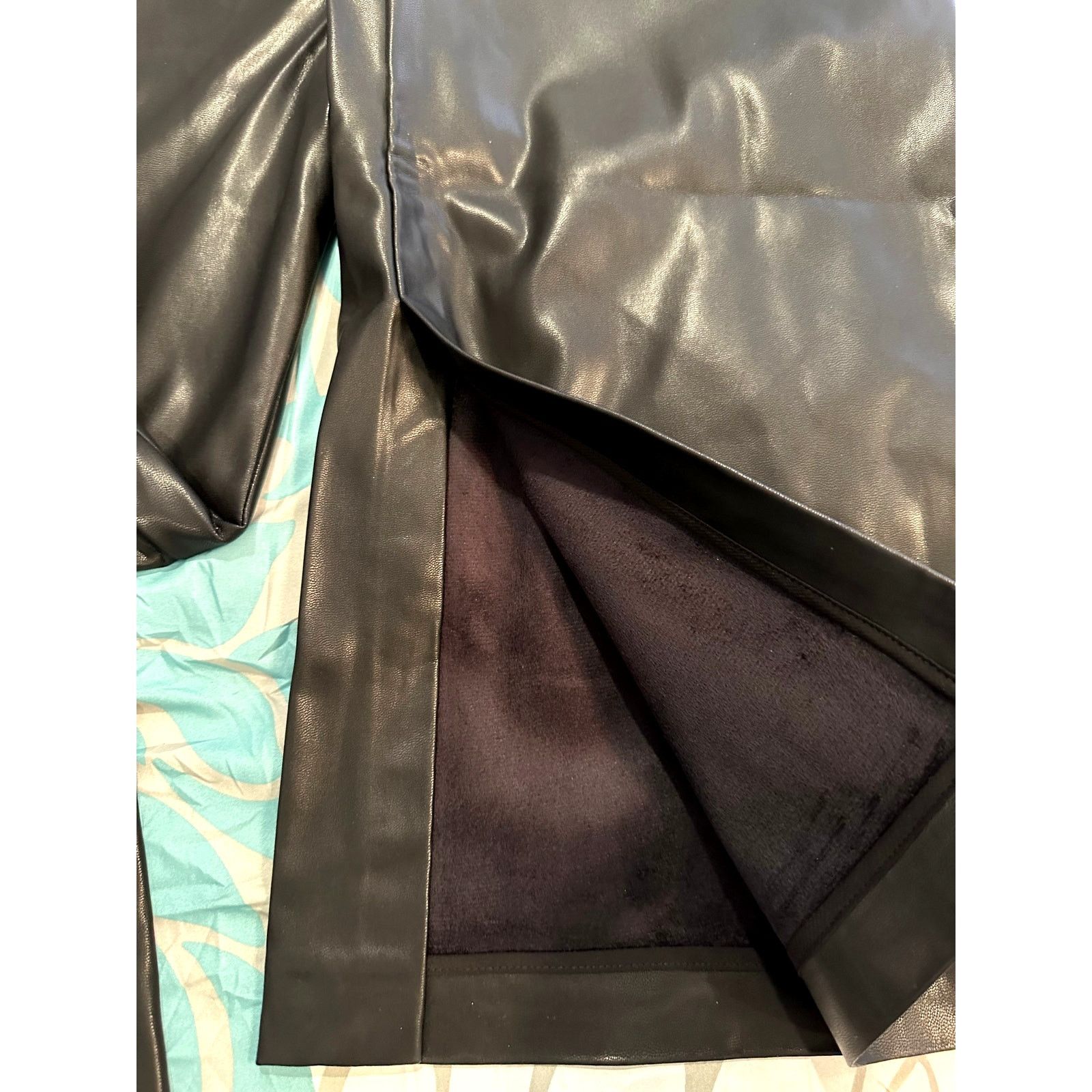 Tanya Taylor Tanya Taylor Adler Faux Leather Pants Bottom Slits Black 18 Size 40" / US 18 - 12 Thumbnail