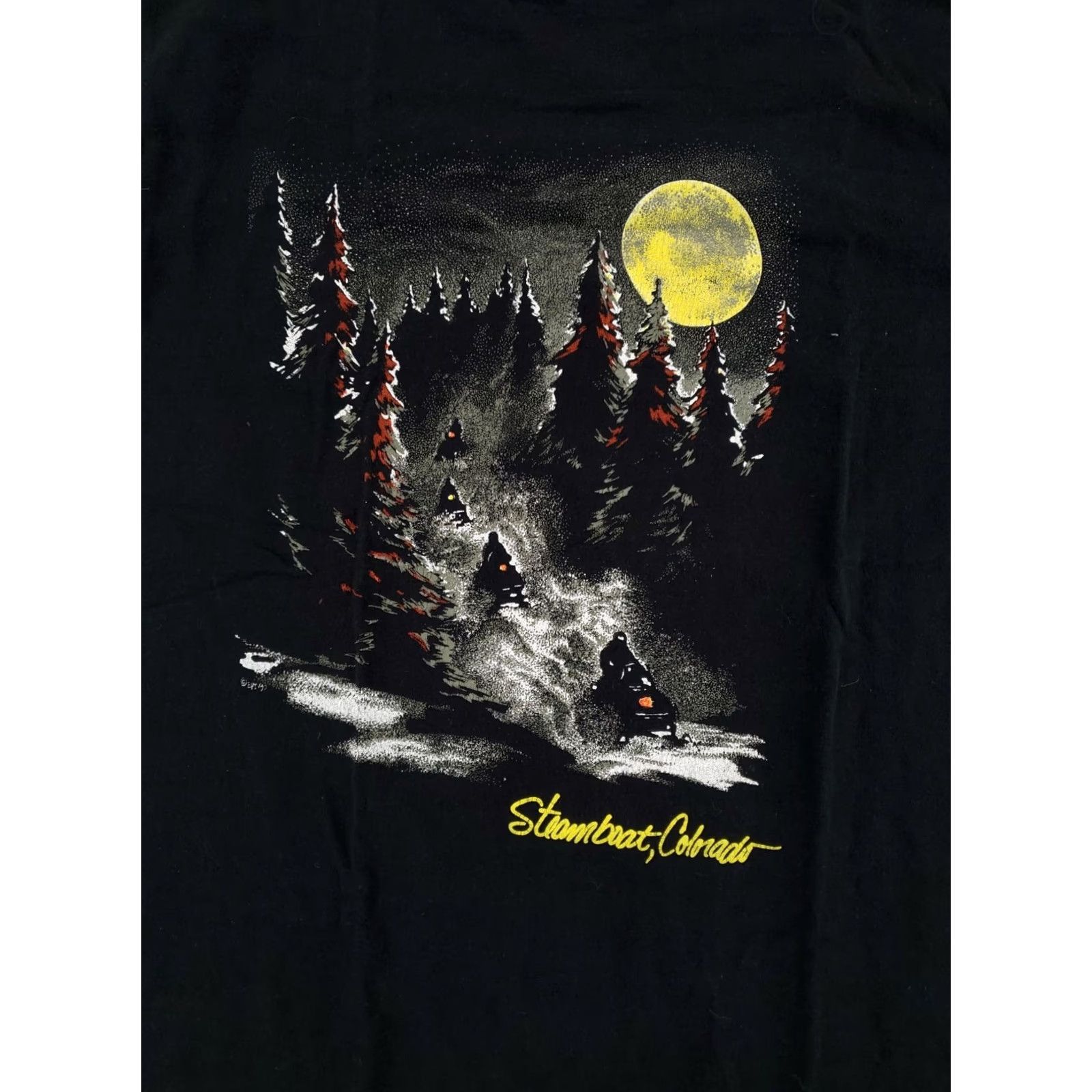 Fruit Of The Loom VINTAGE Steamboat Co Snowmobile VTG 90s Single Stitch T Shirt Black Made USA Mens L Size US L / EU 52-54 / 3 - 2 Thumbnail