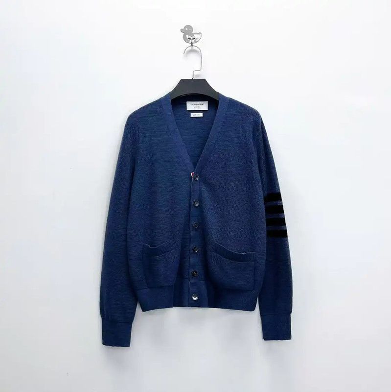 Thom Browne Thom Browne Navy Wool Short Cardigan for Women 0089 Size S / US 4 / IT 40 - 1 Thumbnail