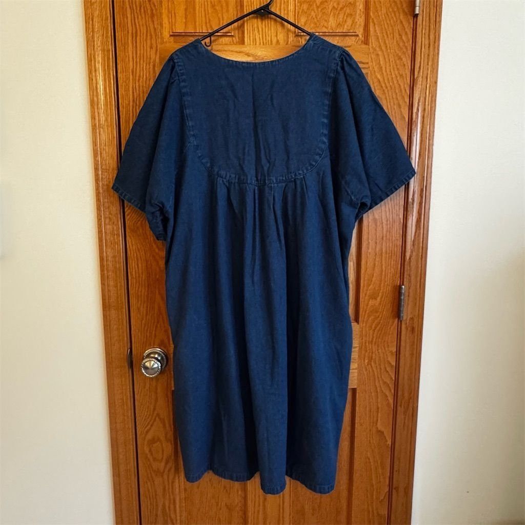 Other Naqui New York Women's 1X Denim Muumuu Dress Floral Embroid Size XL / US 12-14 / IT 48-50 - 2 Thumbnail