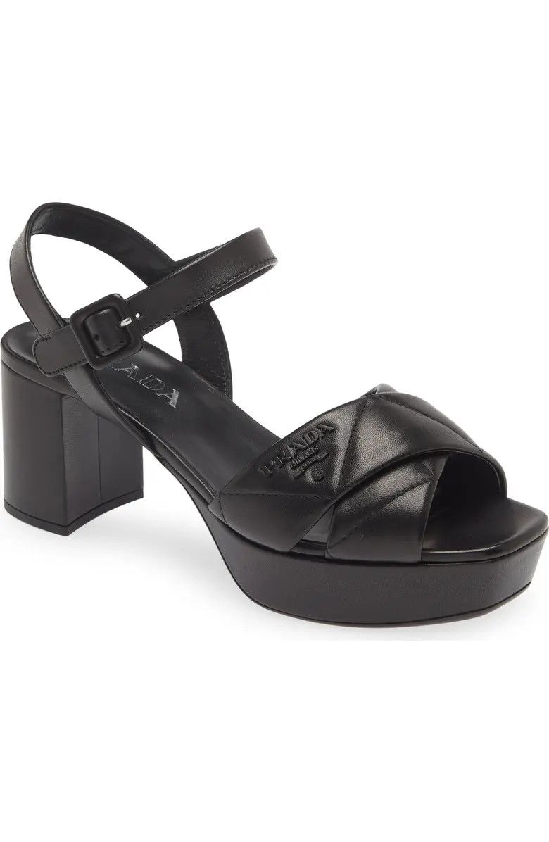 Prada Prada 65mm Quilted Platform Sandal Ankle Strap Block Heel 38 Size US 8 / IT 38 - 5 Thumbnail