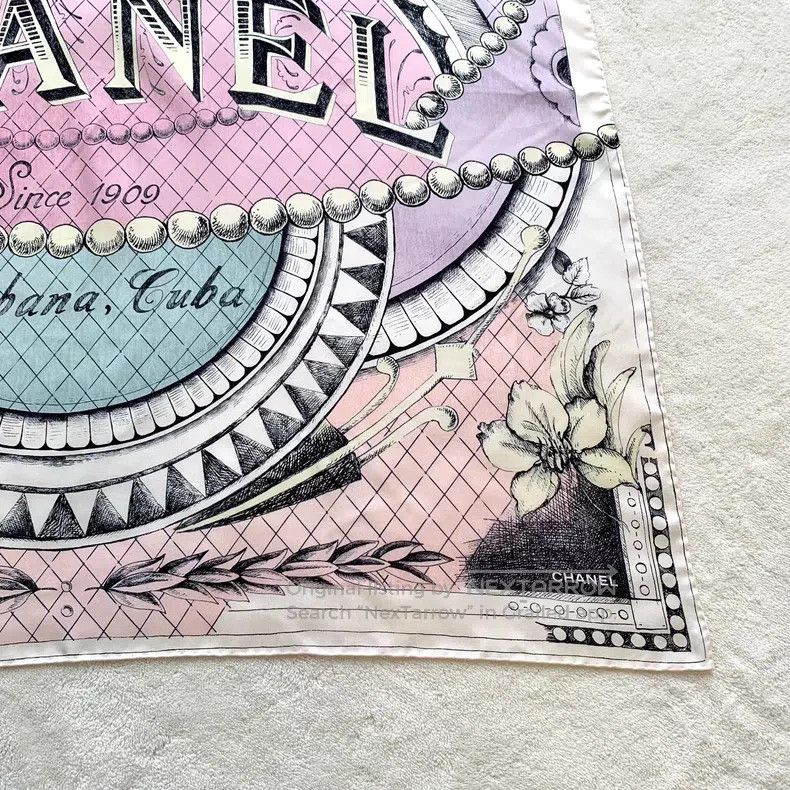 Chanel Chanel Colourful logo letter floral printed mulberry silk Size ONE SIZE - 4 Thumbnail