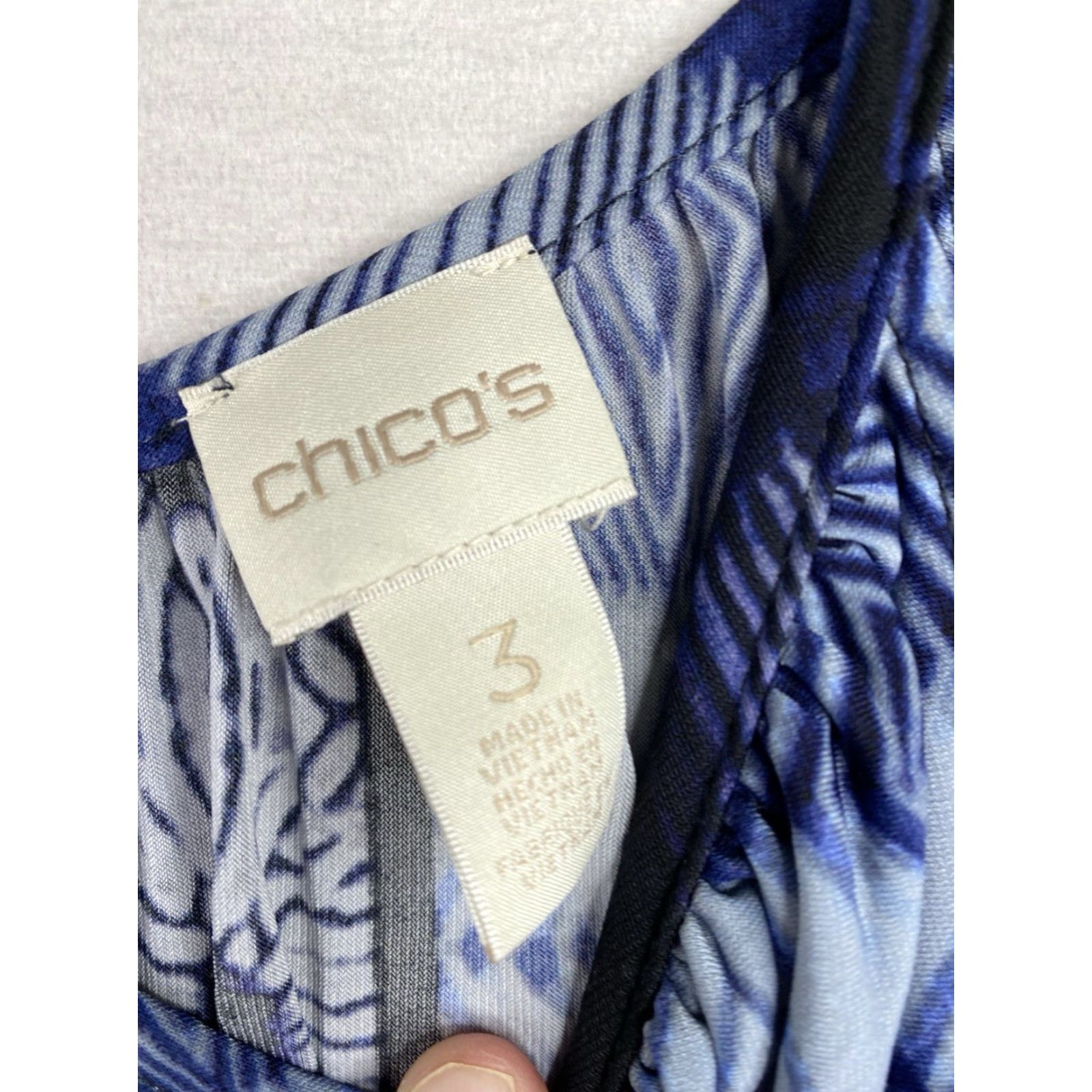Vintage Chico's Dress Shirt XS XL 16 Blue Patchwork Jersey Knit A-Line Midi Keyhole Halter Sleeveless Womens Regular Size XL / US 12-14 / IT 48-50 - 5 Thumbnail