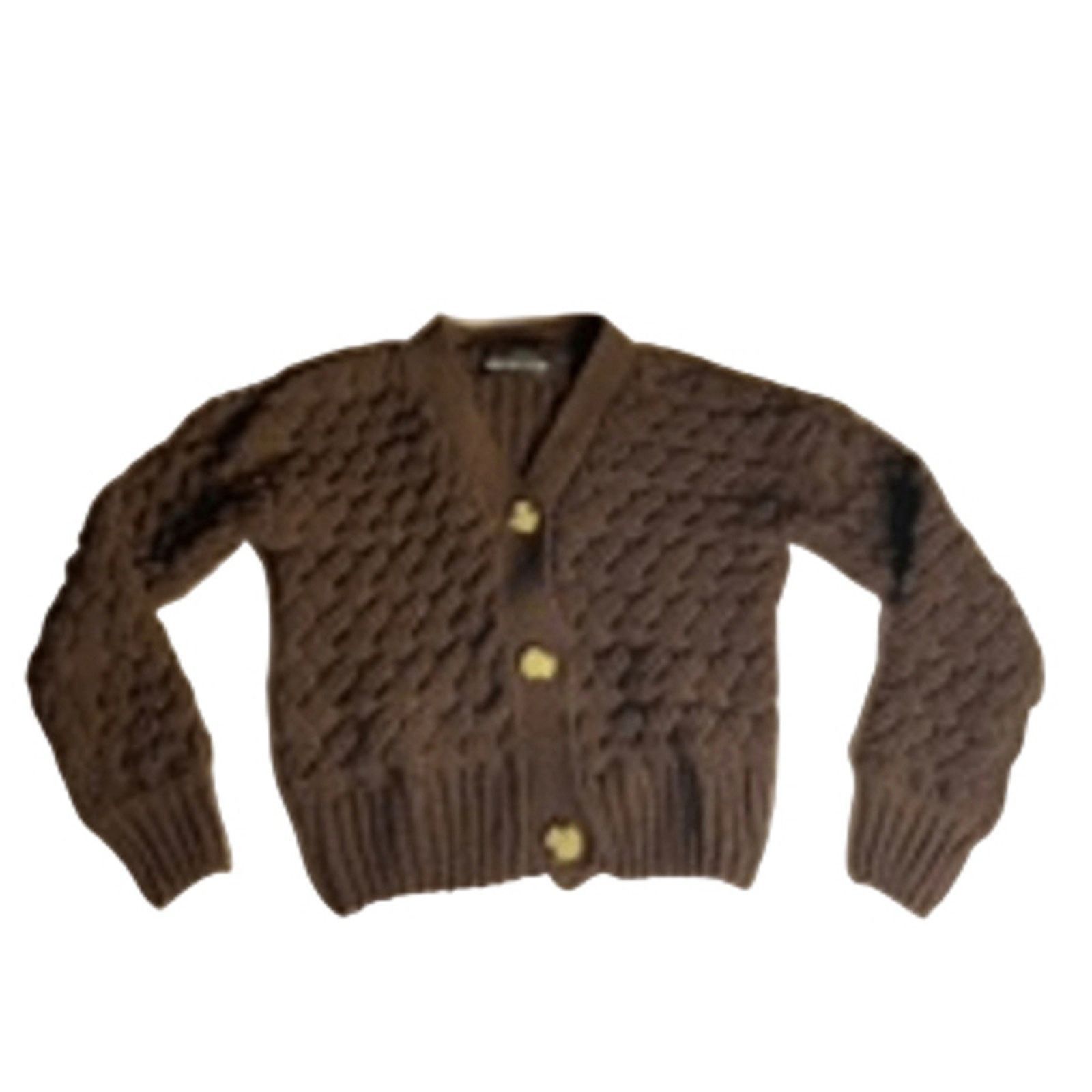 Kendall And Kylie Chunky Knit Brown Button-Up Cardigan Sweater Kendall + Kylie Size S / US 4 / IT 40 - 3 Thumbnail