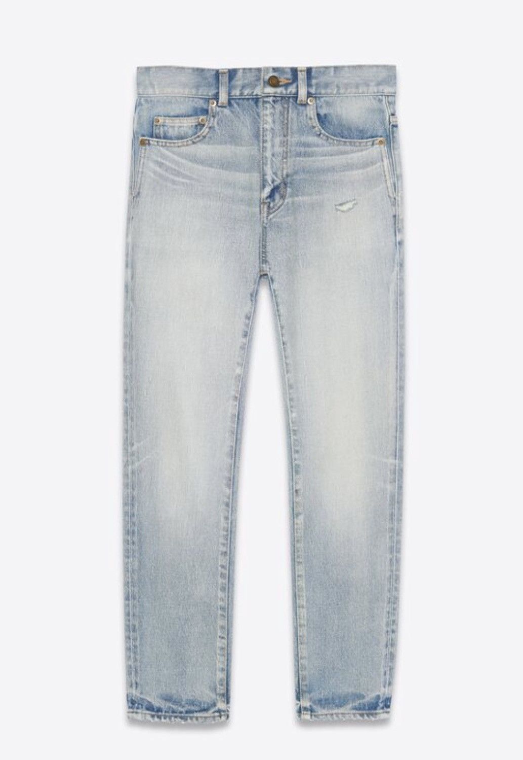image of Saint Laurent Paris Carrot-Fit Jeans In Light Blue Japanese Denim, Men's (Size 29)
