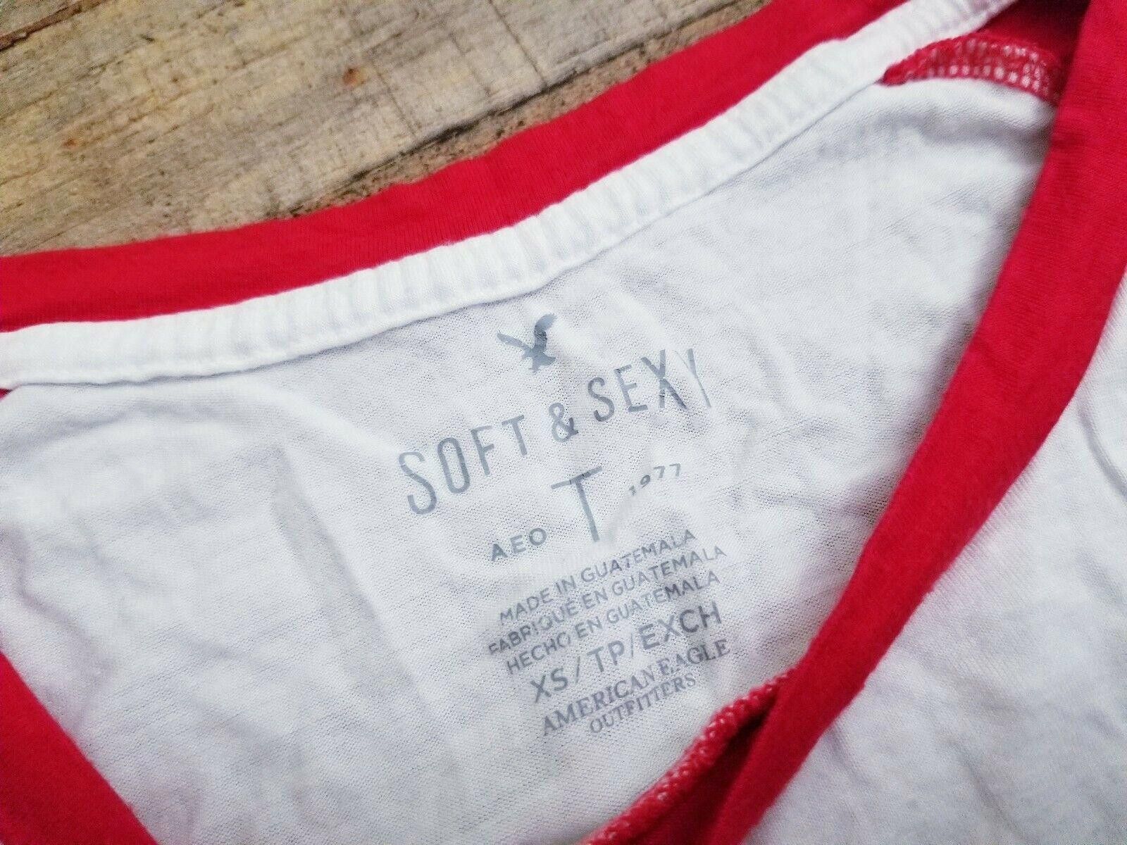 Designer American Eagle Soft And Sexy Tee Extra Small Baseball Shirt Size XS / US 0-2 / IT 36-38 - 3 Thumbnail