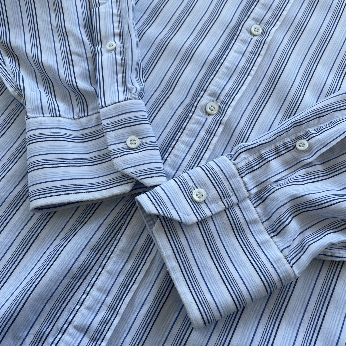 Designer × Gucci Vintage Gucci Men’s Shirt White With Blue Stripes Size L Size US L / EU 52-54 / 3 - 13 Thumbnail