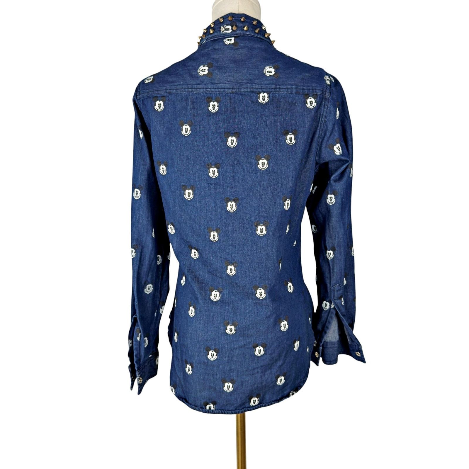 Disney RARE Disney x Kook n Keech Denim Mickey Studded Shirt *FLAW* Size M / US 6-8 / IT 42-44 - 3 Thumbnail