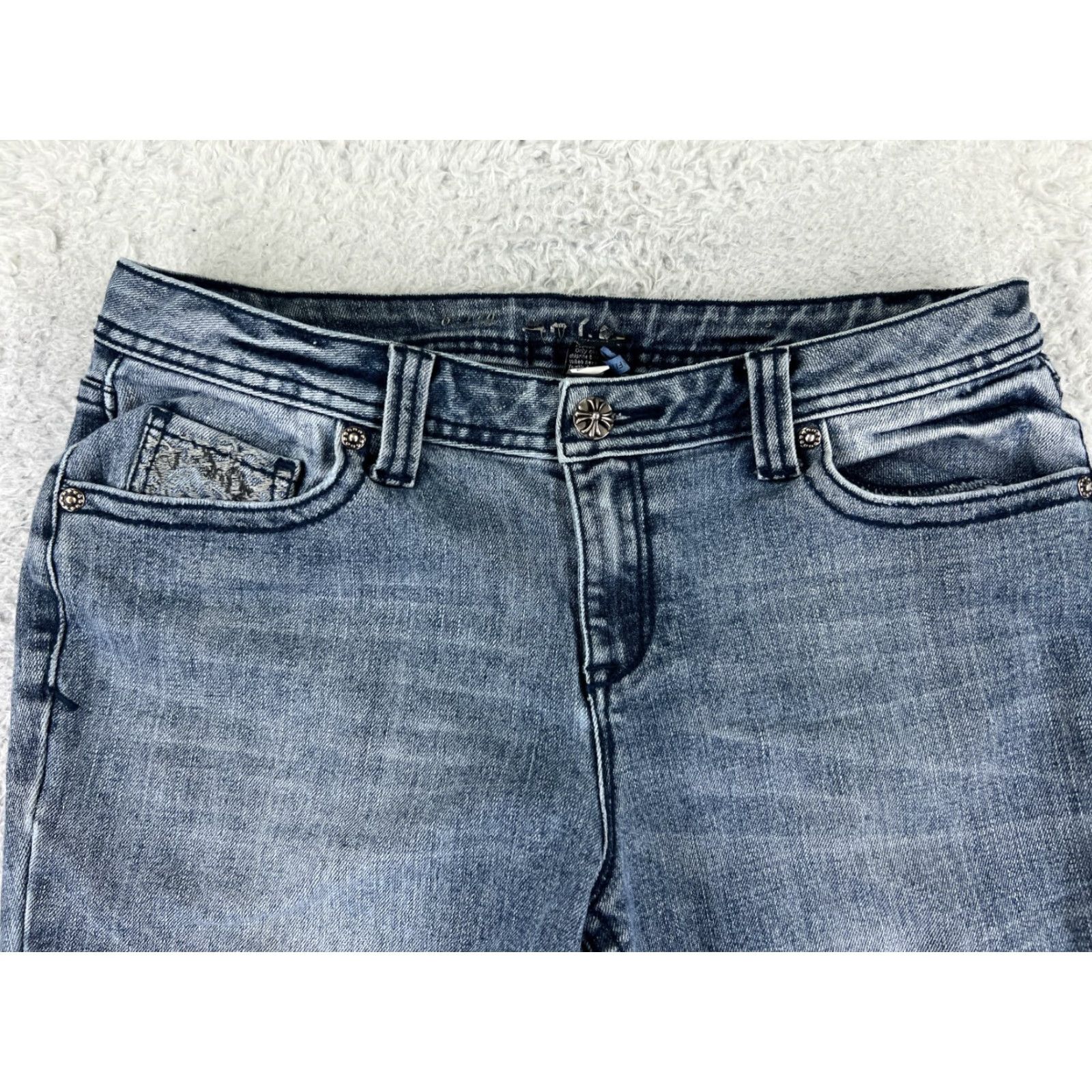 Apt. 9 Apt. 9 Women's Jeans Bootcut Cotton Blend Stretch Blue Denim 29 Waist, Low Rise, Embroidered Accents, 5-Pocket Lifetime Vintage Style Size 29" - 6 Thumbnail