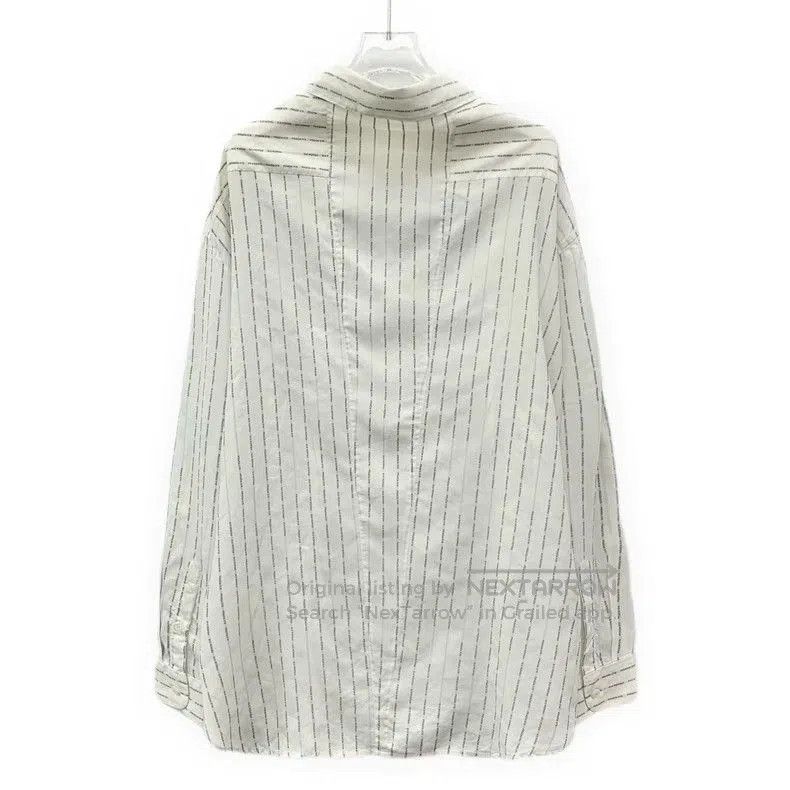 Prada Prada White Striped Logo Cotton Shirt. Size US M / EU 48-50 / 2 - 2 Thumbnail
