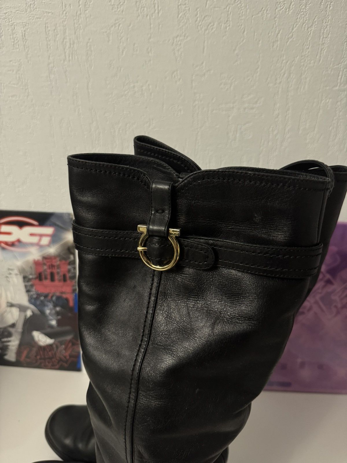 Salvatore Ferragamo Salvatore Ferragamo Leather Knee High Boots Gancini Gold Size US 9.5 / IT 39.5 - 2 Thumbnail