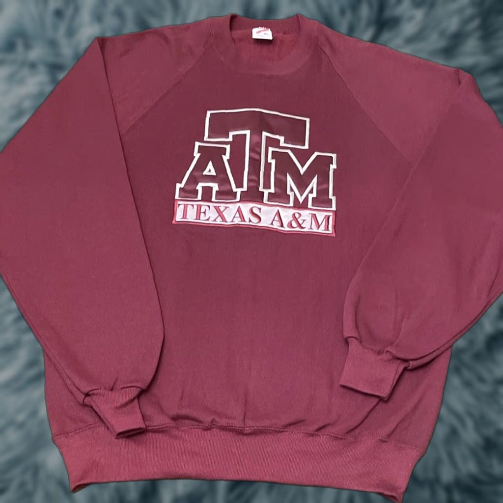 Vintage VINTAGE 90s Texas A&M ATM University Crewneck Sweater Mens XL Maroon Sweatshirt Pullover Made USA Size US XL / EU 56 / 4 - 1 Thumbnail