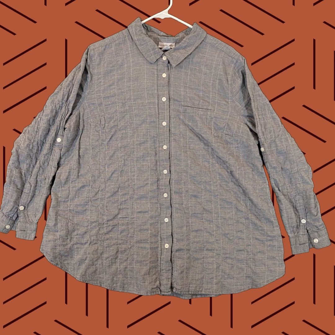Soft Surroundings Soft Surroundings Shirt Womens 1X Gray Long Sleeve Button-Up Collared 1X Size Basic Shirt Women Mens Size XL / US 12-14 / IT 48-50 - 1 Thumbnail
