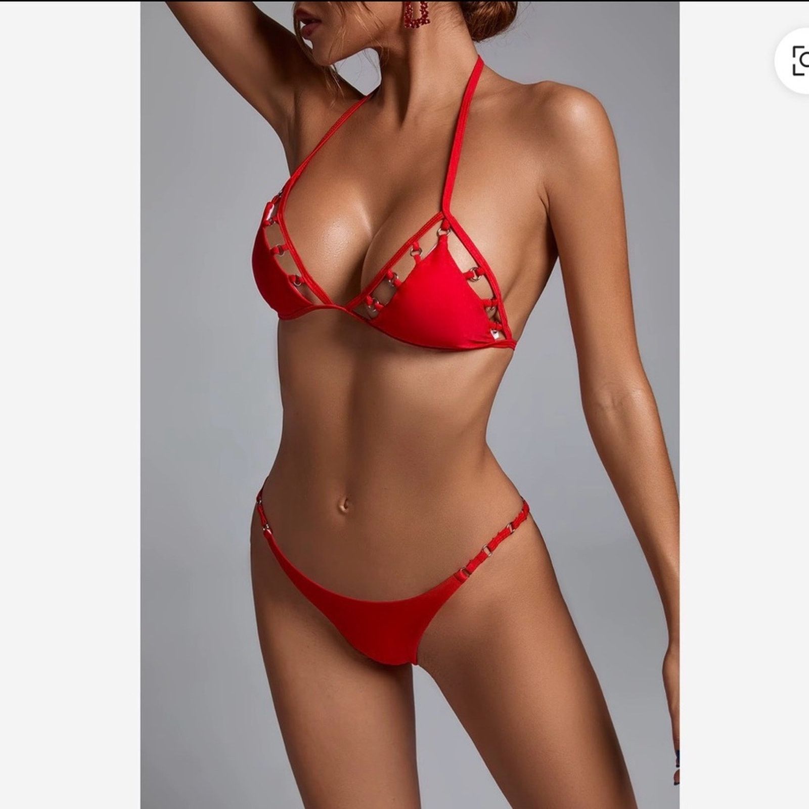 Other New Y2K Red Halter Bikini Swimsuit Set size XS Size ONE SIZE - 4 Thumbnail