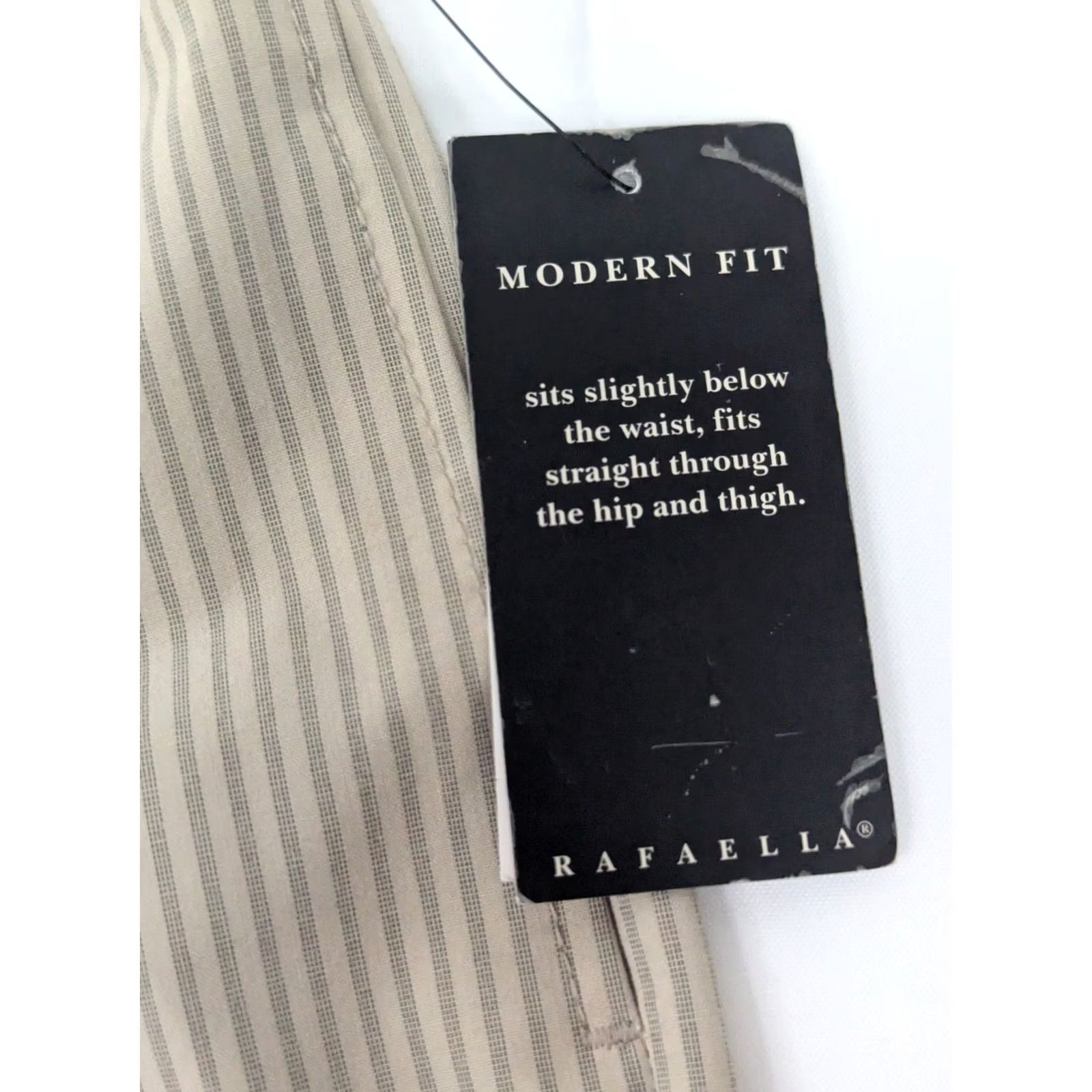 Vintage Rafaella Pinstripe Pants Women 12P (Petite) Casual Dress Pants Beige 31x28 Knit Cotton Spandex Regular Straight Modern Fit Size 30" / US 8 / IT 44 - 4 Thumbnail