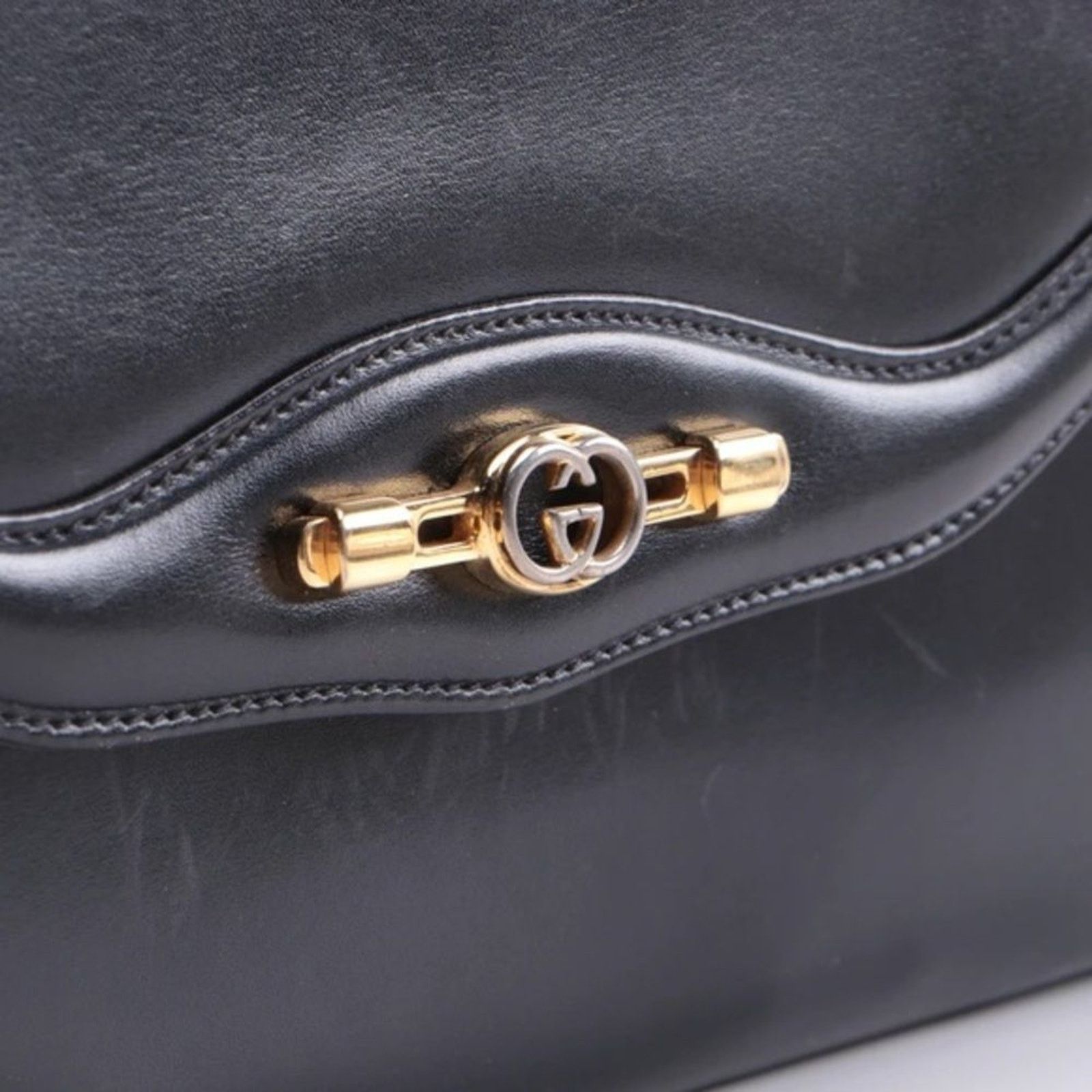 Gucci GUCCI Vintage Black Leather Clutch Convertible Crossbody Size ONE SIZE - 7 Thumbnail