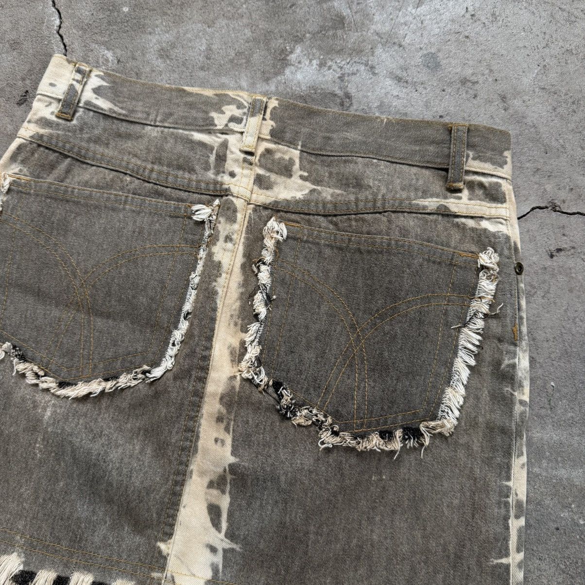 Japanese Brand Y2K Zebra Blue Denim Tie Die Mini Skirt Size 26" / US 2 / IT 38 - 5 Thumbnail