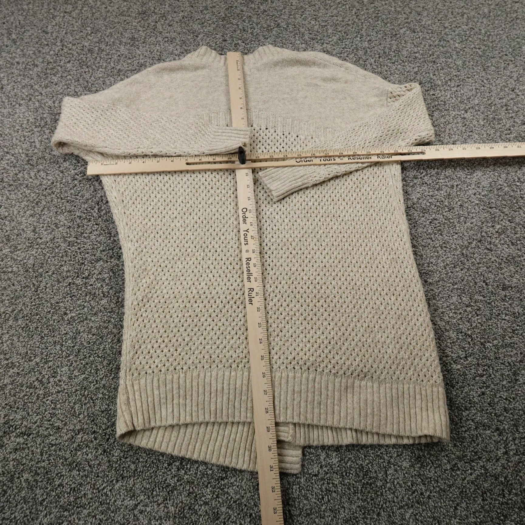 American Eagle Outfitters American Eagle Cardigan Womens M Beige Open Front Knit Sweater V-Neck Pockets Size M / US 6-8 / IT 42-44 - 4 Thumbnail