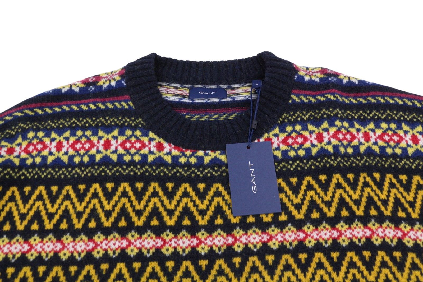 Gant FAIR ISLE C-NECK L Marine Lambswool Jumper 87314 Size US L / EU 52-54 / 3 - 5 Thumbnail