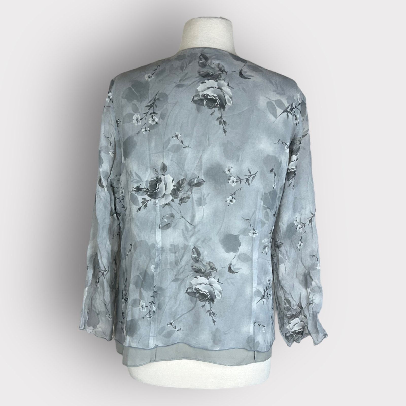 Vintage Liz Claiborne | Vintage 90s Floral Chiffon Blouse | 10 Size L / US 10 / IT 46 - 3 Thumbnail