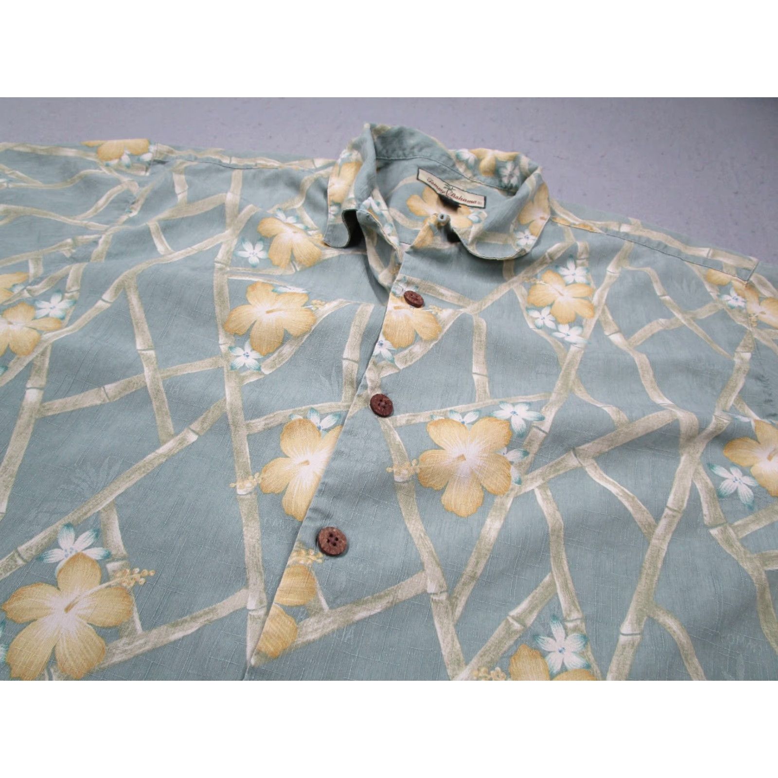 Tommy Bahama TOMMY BAHAMA Shirt Mens Medium Green Floral Button Up Silk Hawaiian Bamboo Tiki Size US M / EU 48-50 / 2 - 2 Thumbnail