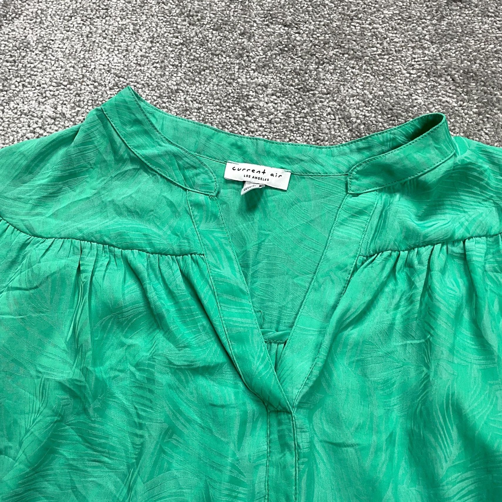 Vintage Current Air Blouse Women Small Green Tropical V-Neck Pleated Short Sleeve Tunic Casual Shirt Size S / US 4 / IT 40 - 3 Thumbnail
