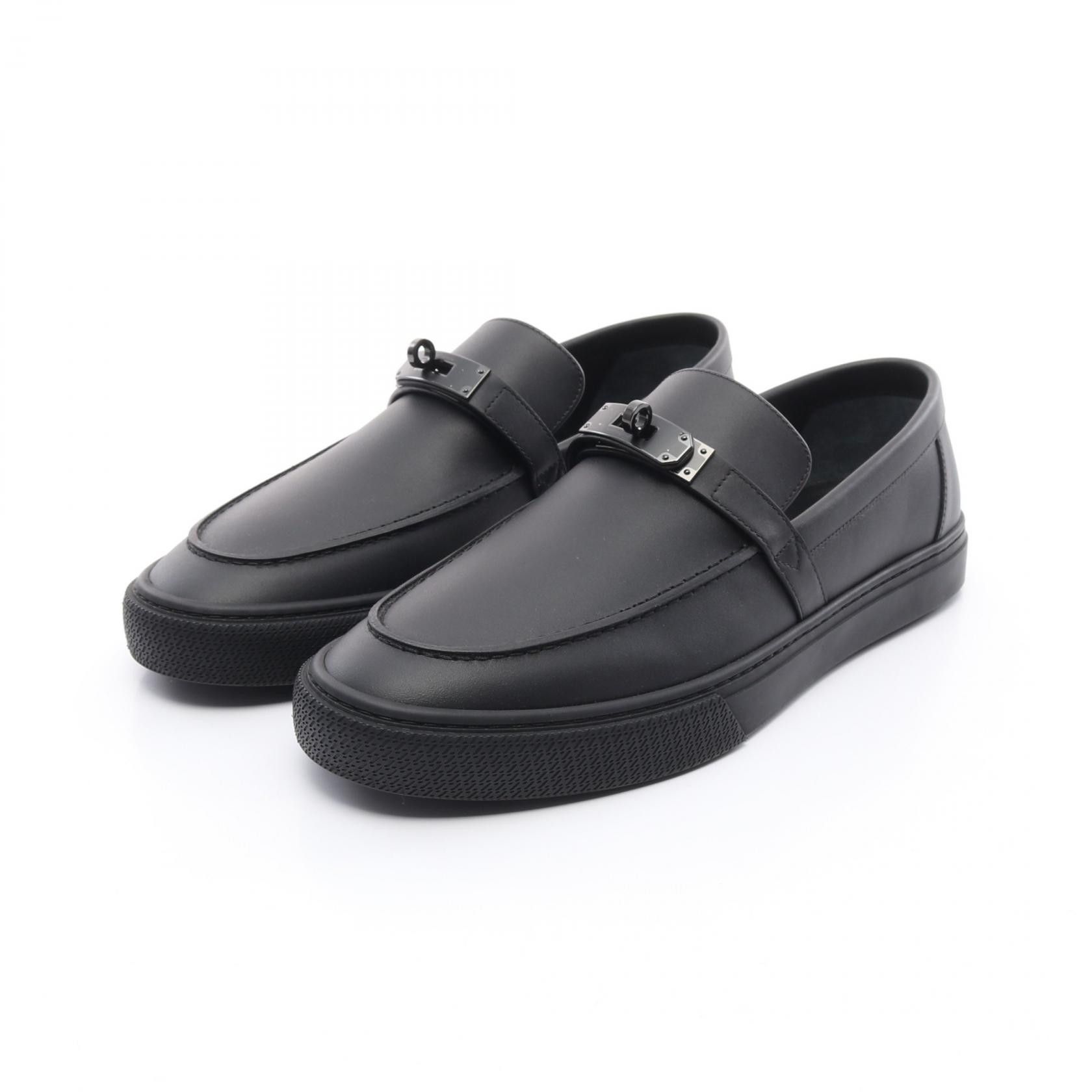 Hermes Hermes Game Leather Slip-On Shoes Leather Shoes in Black, Men's
