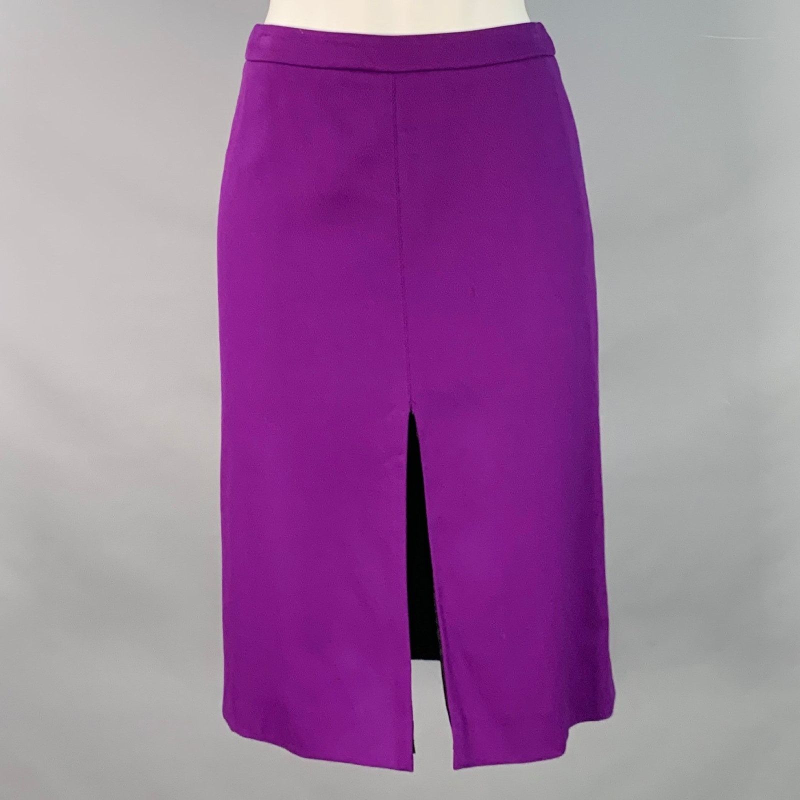 Versace V2 by VERSACE 6 Purple Wool Blend Pencil Knee Length Skirt Size 28" / US 6 / IT 42 - 1 Thumbnail