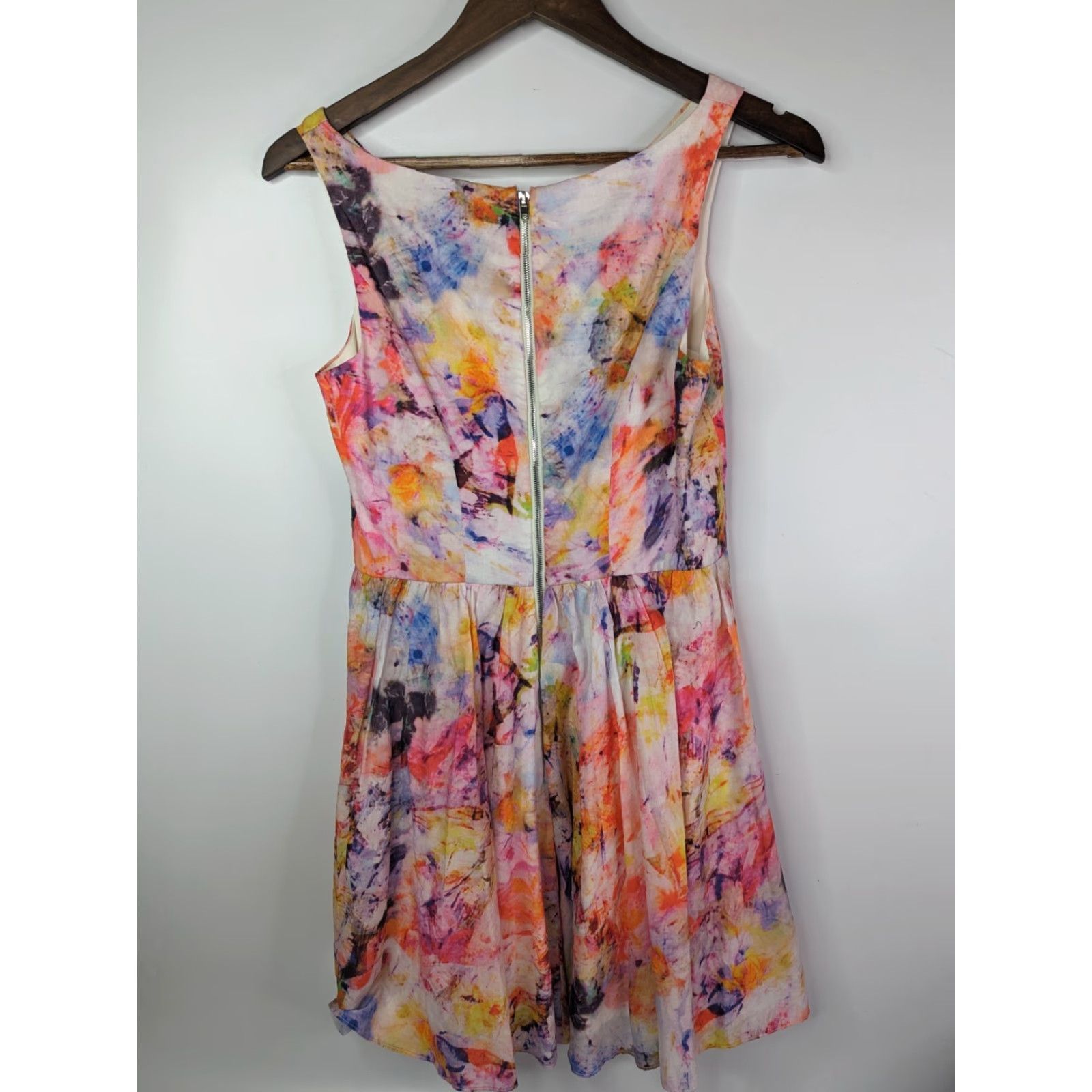 Betsey Johnson Betsey Johnson Womens Dress Purple Tie Dye Round Neck Zip Fit & Flare Midi 4 Casual Vintage No N/A Size S / US 4 / IT 40 - 4 Thumbnail