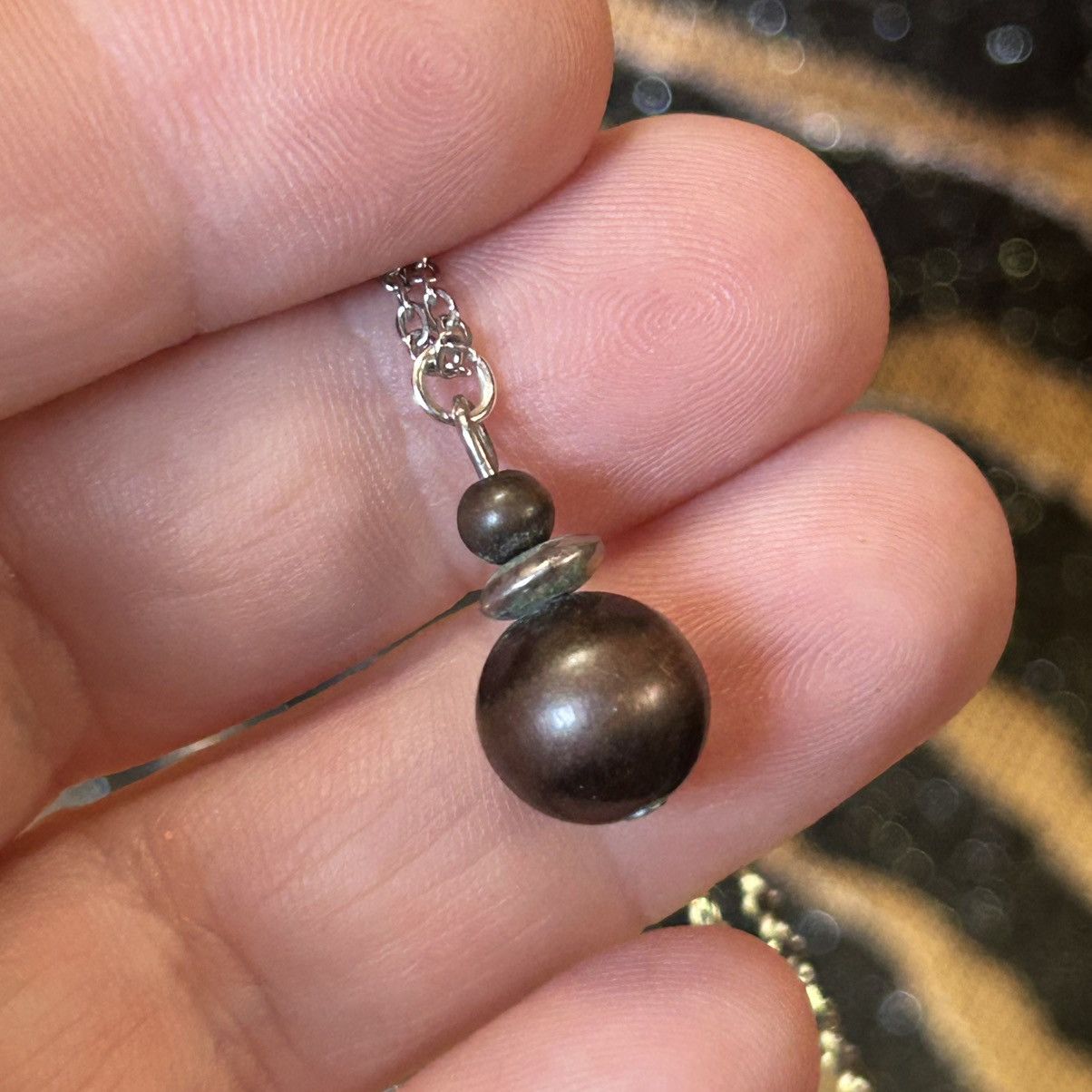 Vintage Handcrafted vintage metal beaded pendant on chain necklace Size ONE SIZE - 5 Thumbnail