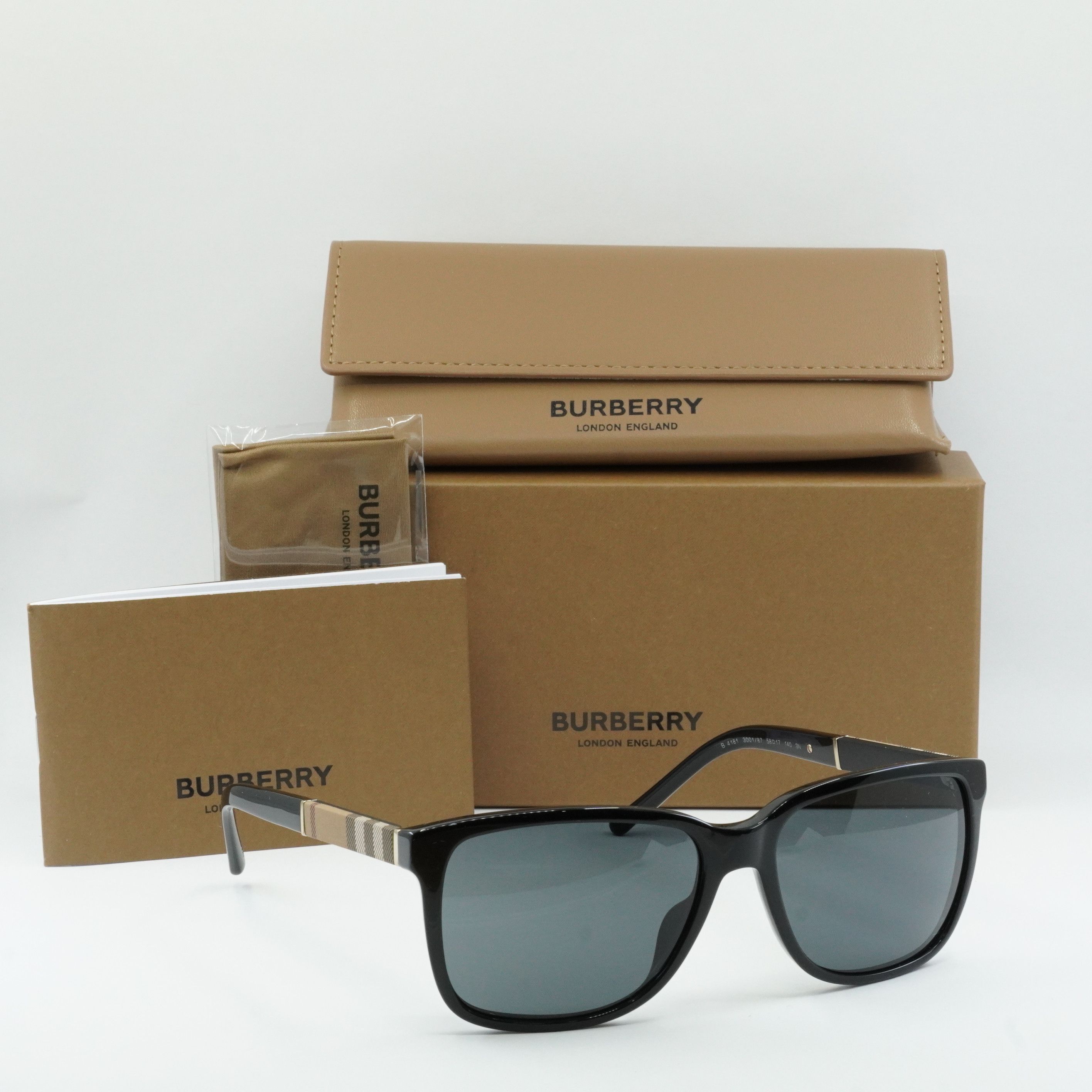 Burberry Burberry BE4181 300187 Men Sunglasses Black Rectangle Frame Size ONE SIZE - 10 Thumbnail