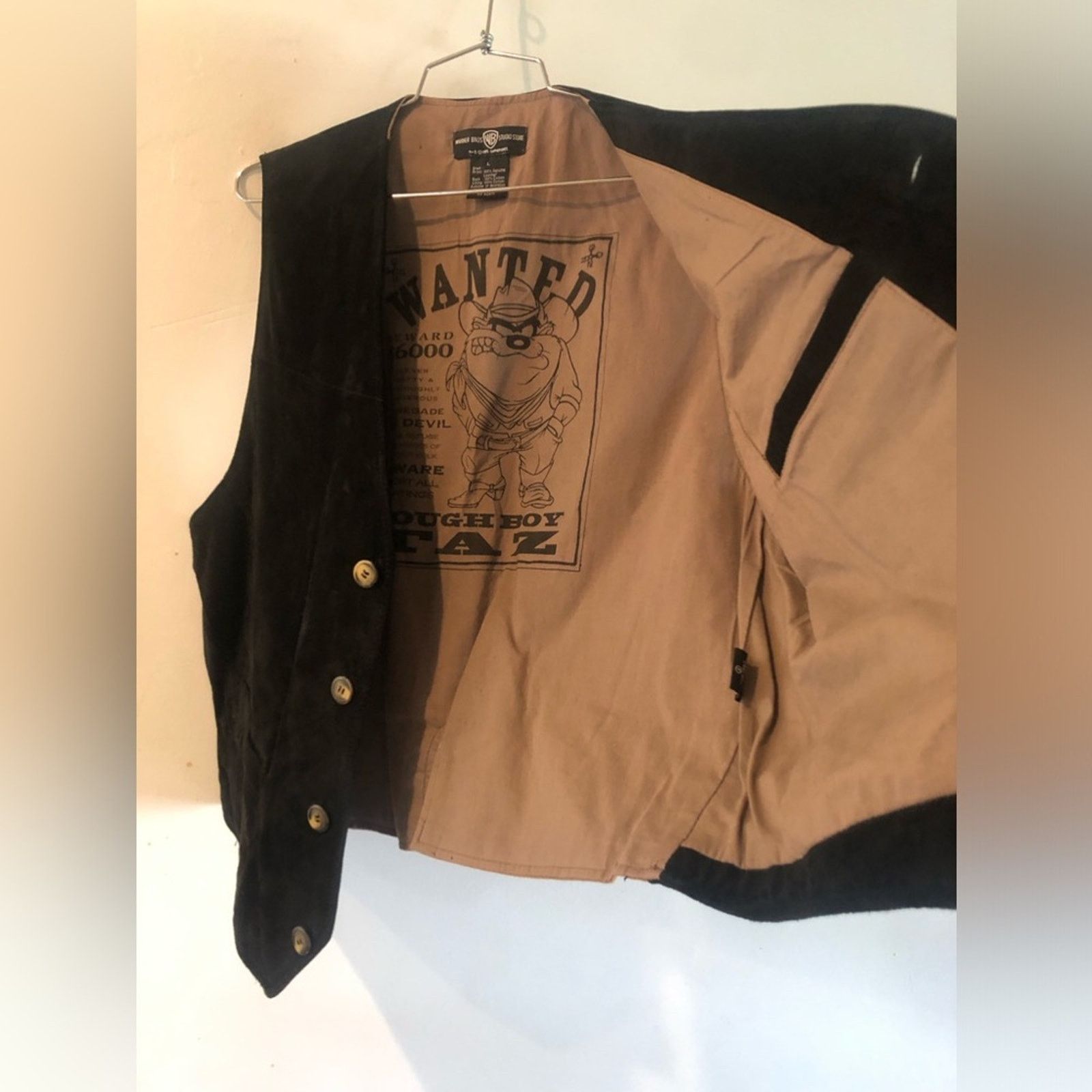 Warner Bros Genuine leather vest. WB Warner Brothers Tasmanian Devil Size US L / EU 52-54 / 3 - 2 Thumbnail