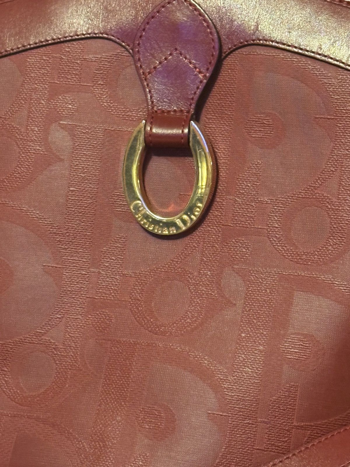 Dior Red Vintage Christian Dior oval ring bucket bag Size ONE SIZE - 4 Thumbnail