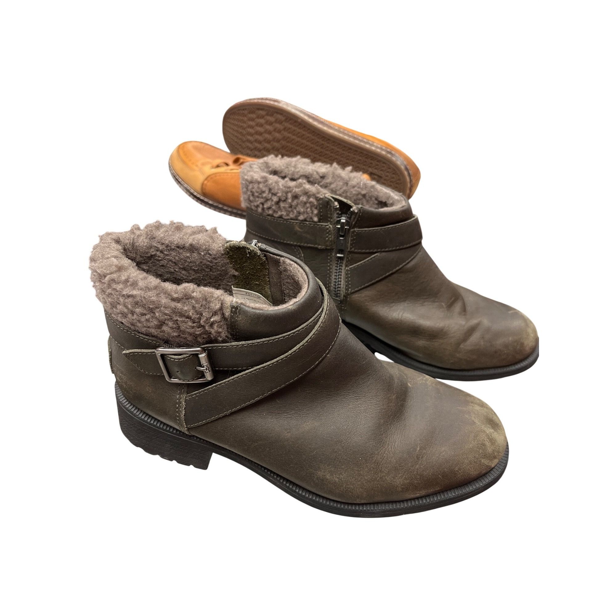 Ugg UGG Brown Leather Ankle Boots With Shearling Lining Womens S Size US 8 / IT 38 - 19 Thumbnail