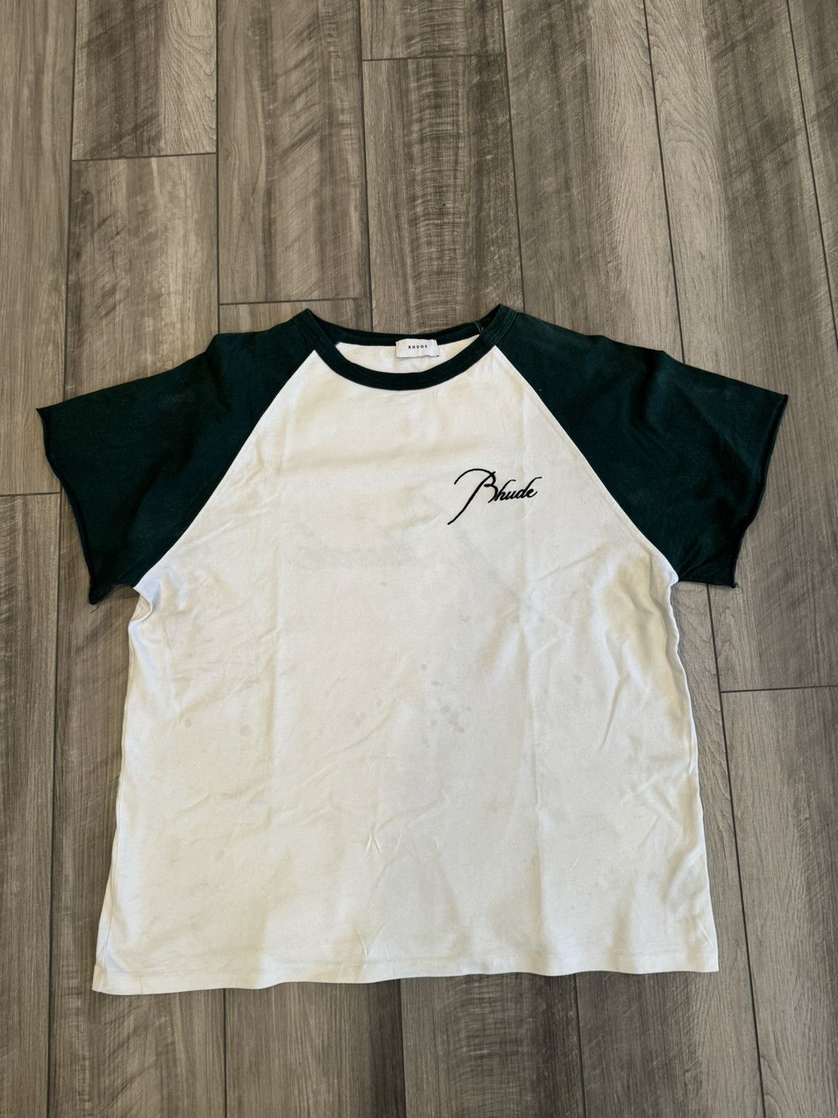 Rhude Rhude white & Green Raglan T-shirt Size US L / EU 52-54 / 3 - 3 Thumbnail