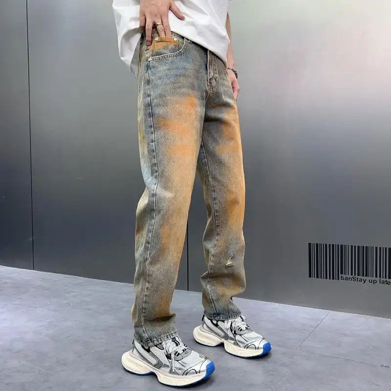 Japanese Brand × Vintage Hand Painted Men's Wide Leg Pants Monkey Washed Loosen Denim Size US 28 / EU 44 - 2 Thumbnail