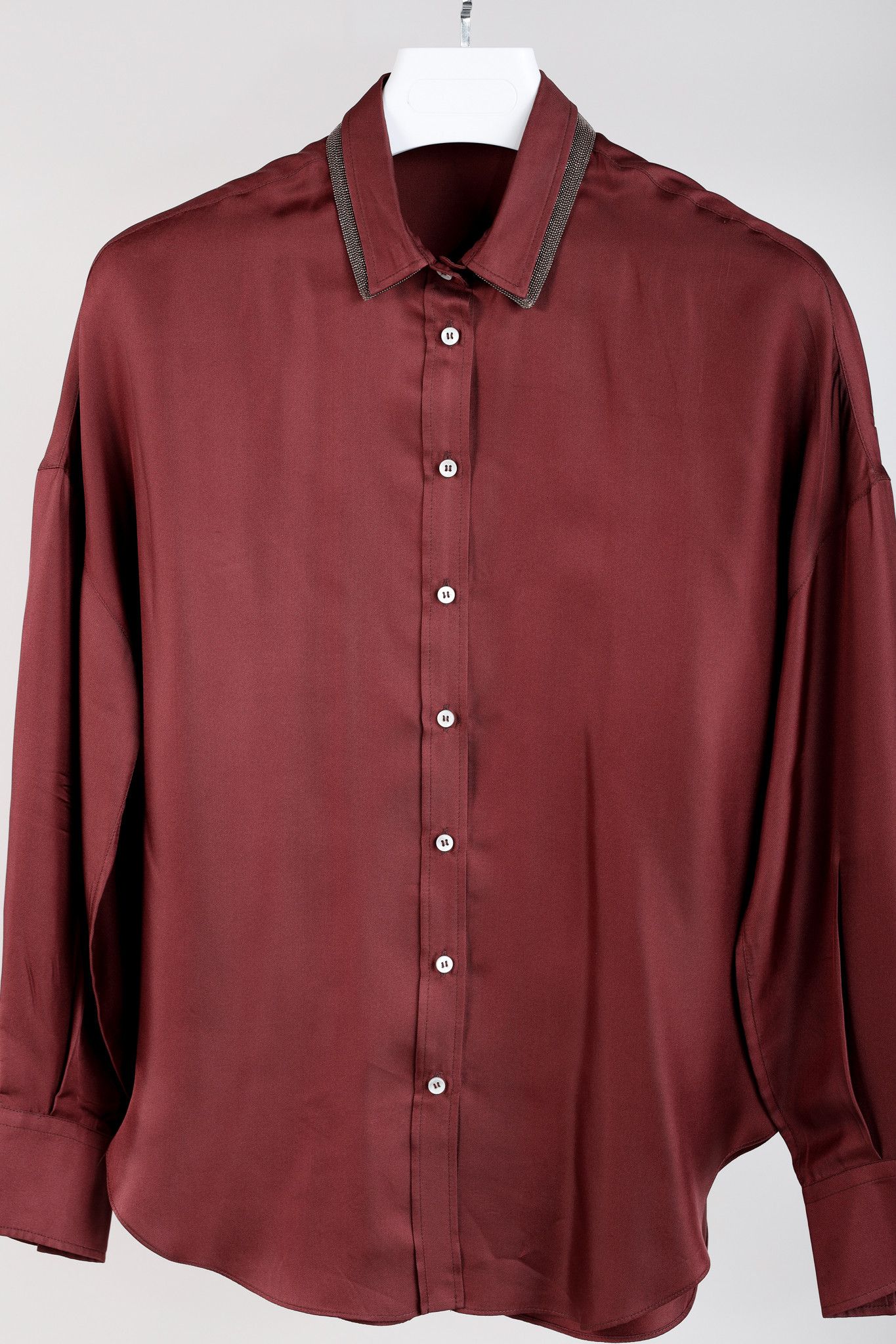 Brunello Cucinelli Brunello Cucinelli AW/18 Monili-Trim Silk Button-Up Blouse Size M / US 6-8 / IT 42-44 - 3 Thumbnail
