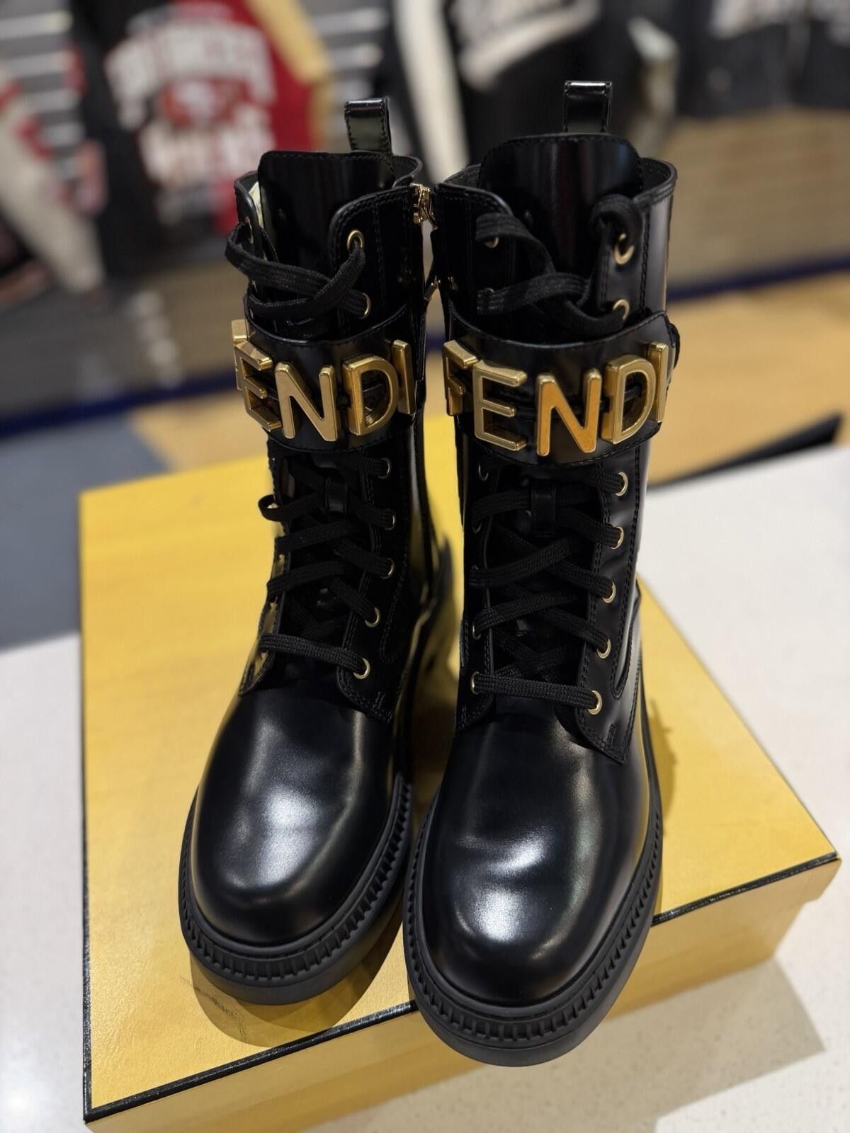 Fendi FENDI Fendigraphy Graphy Biker Combat Boots $1590 39EU/9US Size US 9 / IT 39 - 11 Thumbnail