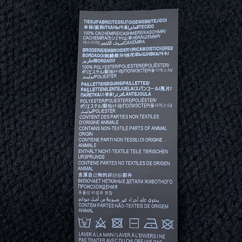 Saint Laurent Paris Saint Laurent Black logo sequined cashmere V-neck knit card Size S / US 4 / IT 40 - 7 Thumbnail