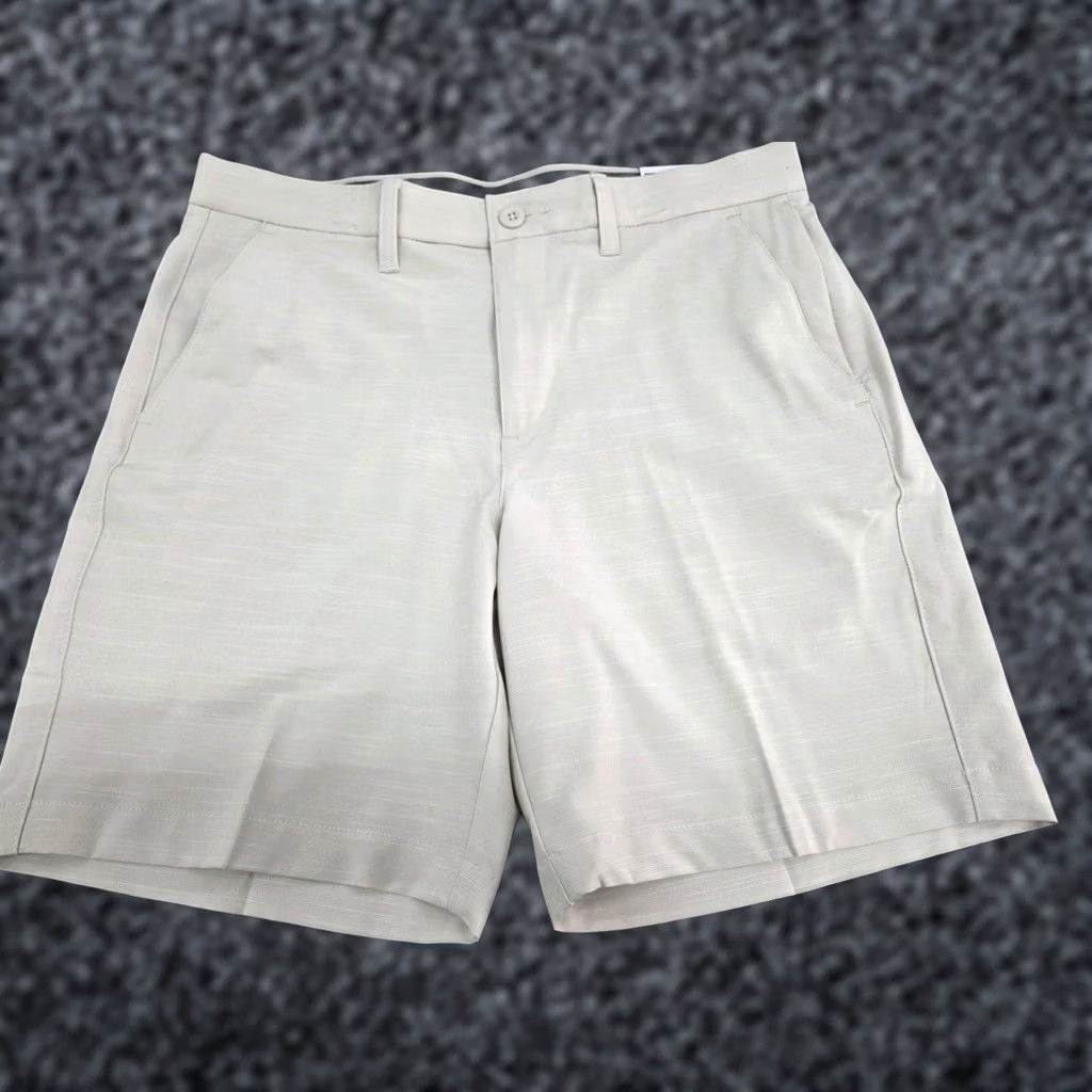 Apt. 9 NWT Apt. 9 Mens Beige Premier Flex Performance Tech Short 33 Chino Regular 8in Inseam Beige Moisture Wicking Quick Dry Pockets Zipper Button Size US 33 - 1 Thumbnail