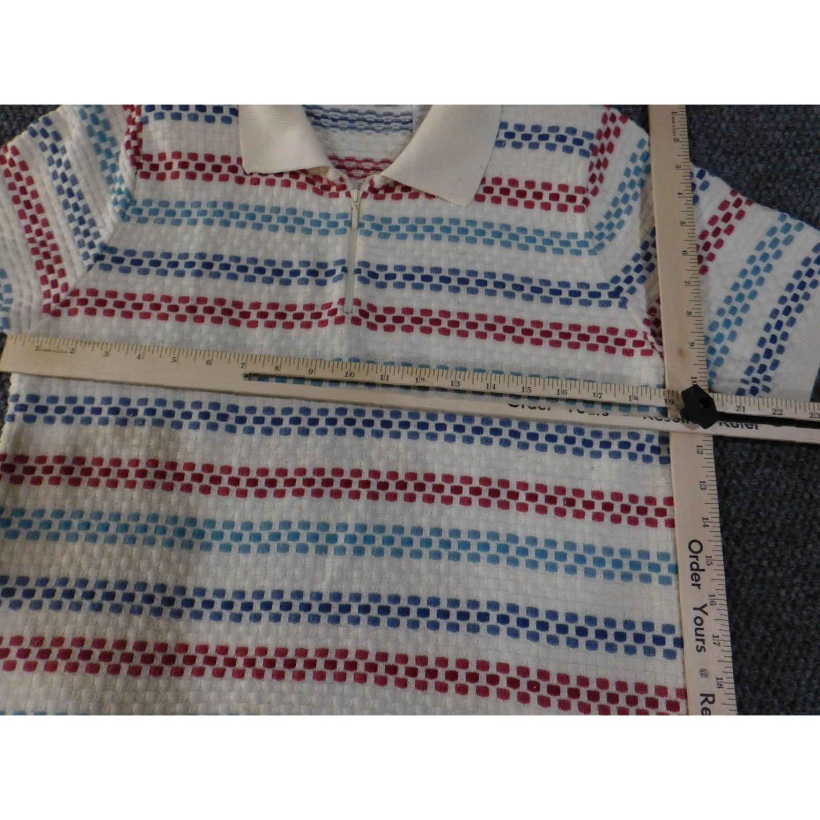Vintage VINTAGE Alfred Dunner Polo Shirt Womens Petite XL Ivory Red Blue Striped Knit Made USA Size XL / US 12-14 / IT 48-50 - 5 Thumbnail