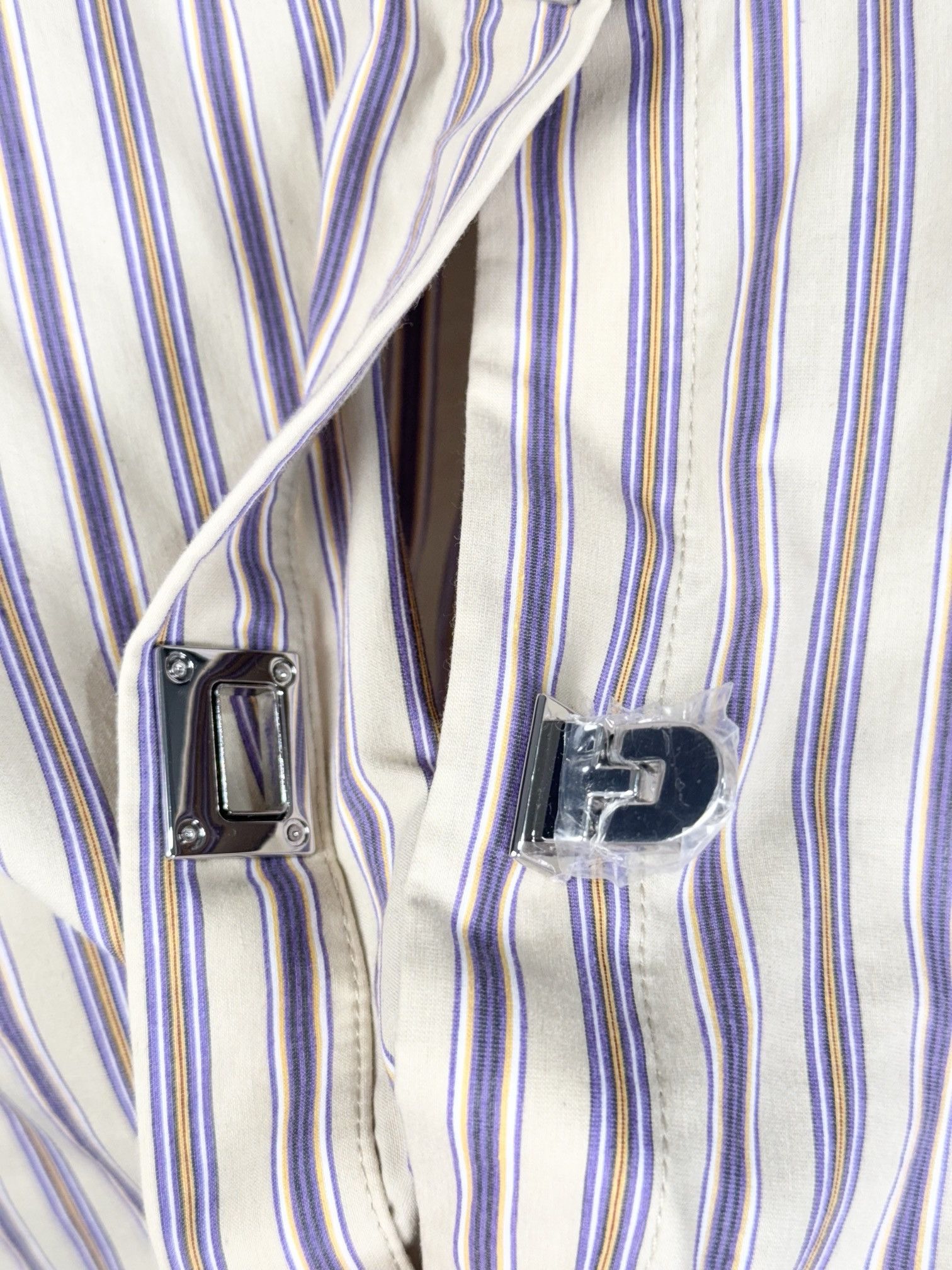 Designer UNWORN* Cut-off Cleric Stripe Button-up Shirt | CALVINLUO Size ONE SIZE - 8 Thumbnail