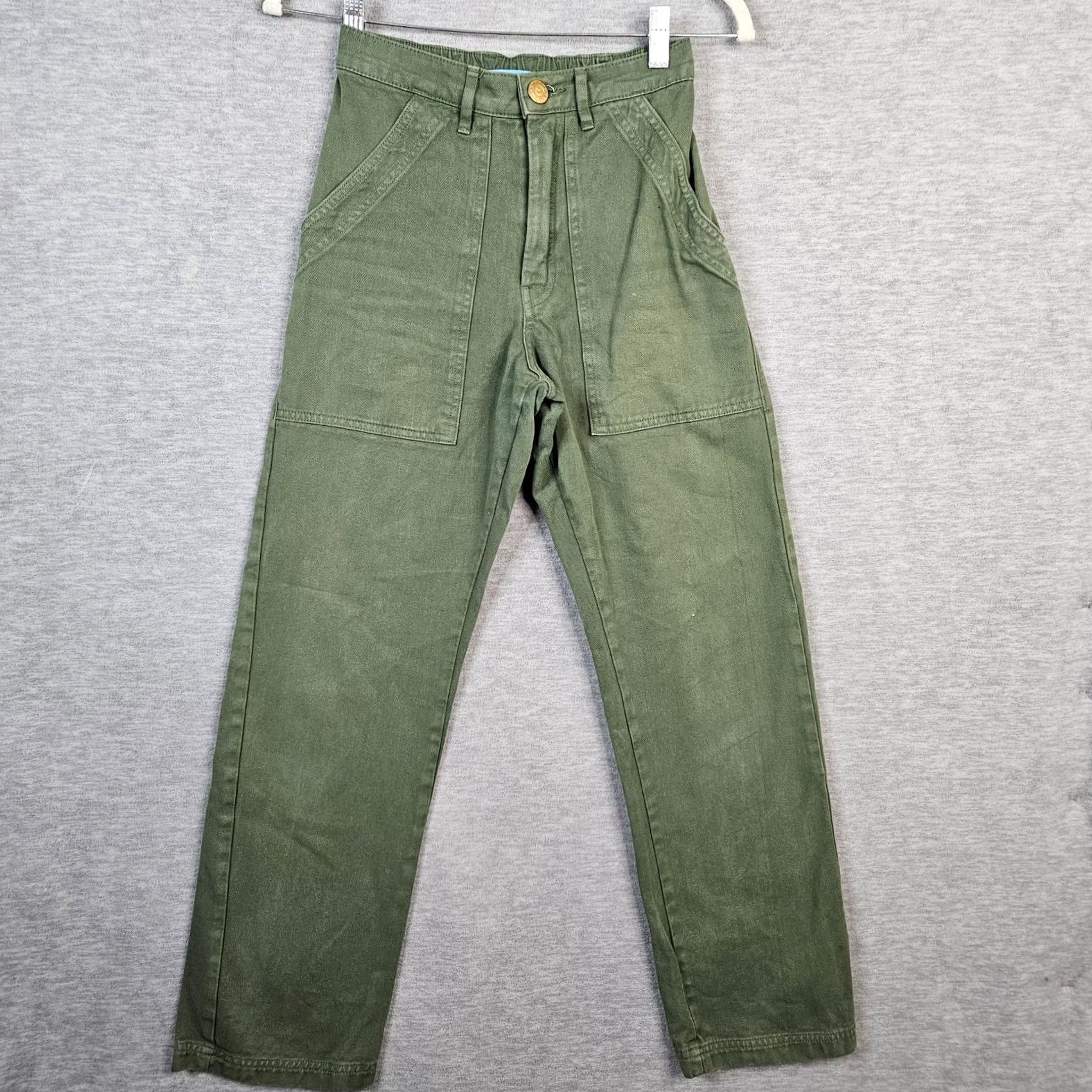 Big Bud Press Big Bud Press Grassy Green Work Pants Solid Cotton Pockets XXS Women's Casual Pants Front Pockets Cotton Workwear Slim Straight NYL? Size 24" / US 00 / IT 34 - 2 Thumbnail