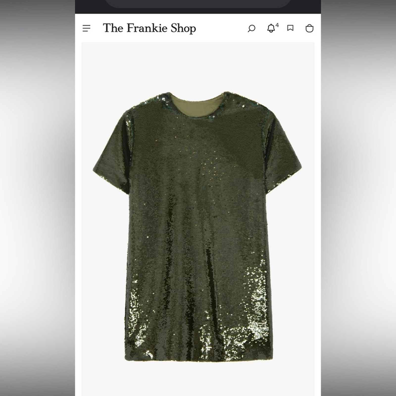 Frankie Shop The Frankie Shop Riley sequin mini tee dress Olive Small NWT Size S / US 4 / IT 40 - 2 Thumbnail