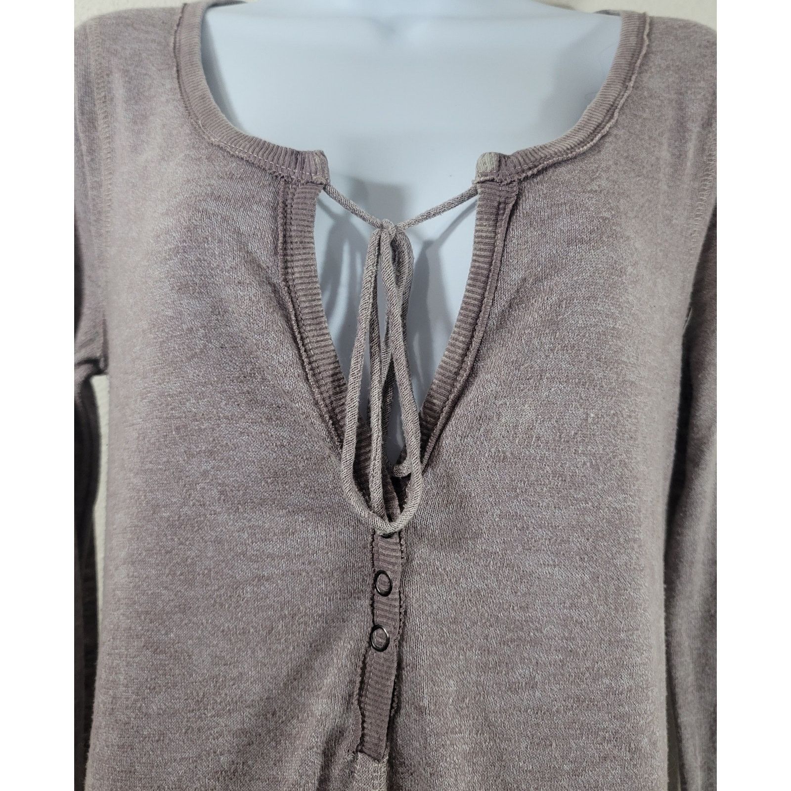 Other Gilded Intent Purple Marled Deep V Neck Tie Henley Top Small Size S / US 4 / IT 40 - 6 Thumbnail