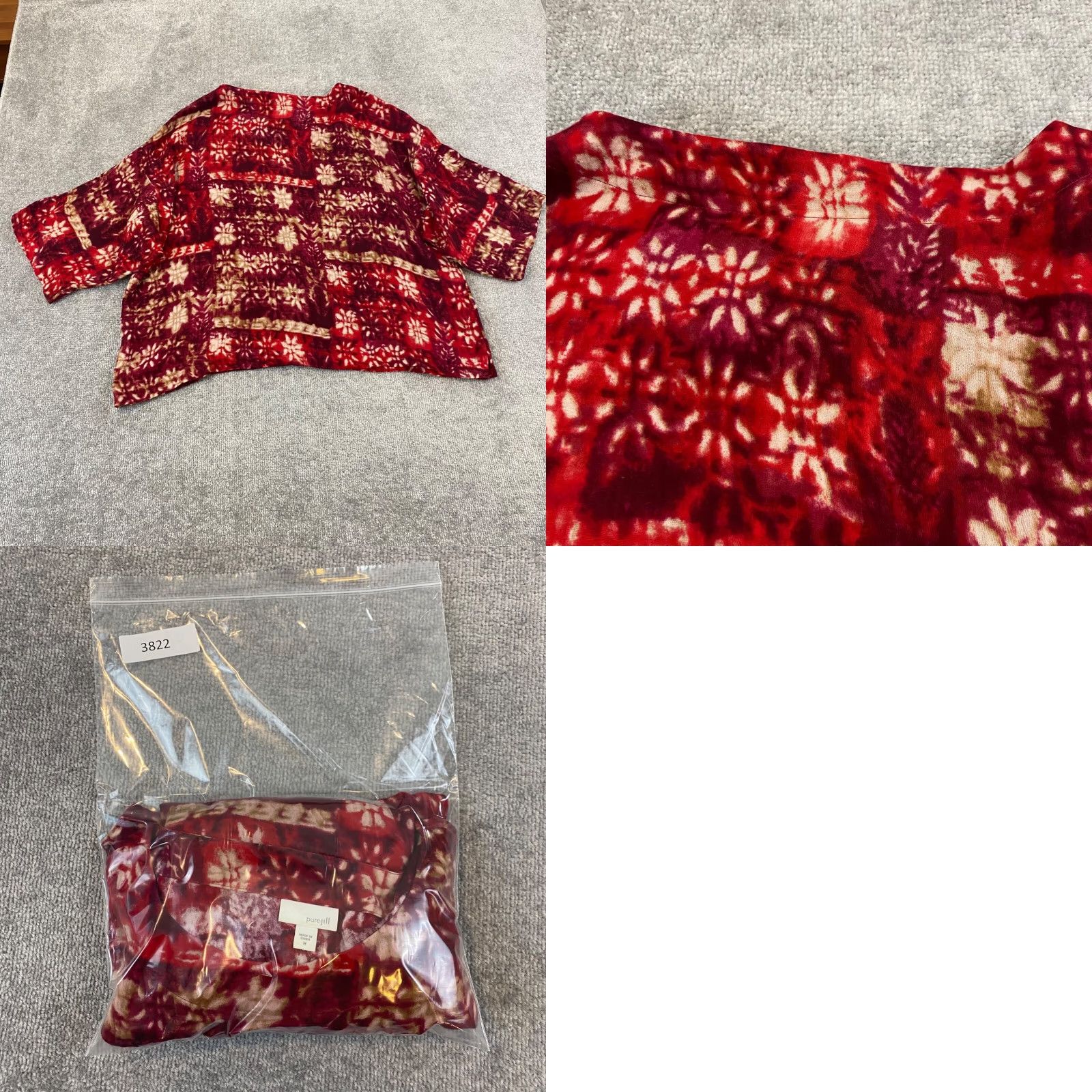 J. Jill VINTAGE J. Jill Shirt Womens Medium Red Floral Christmas 3/4 Sleeve Oversized Cotton Size M / US 6-8 / IT 42-44 - 8 Thumbnail